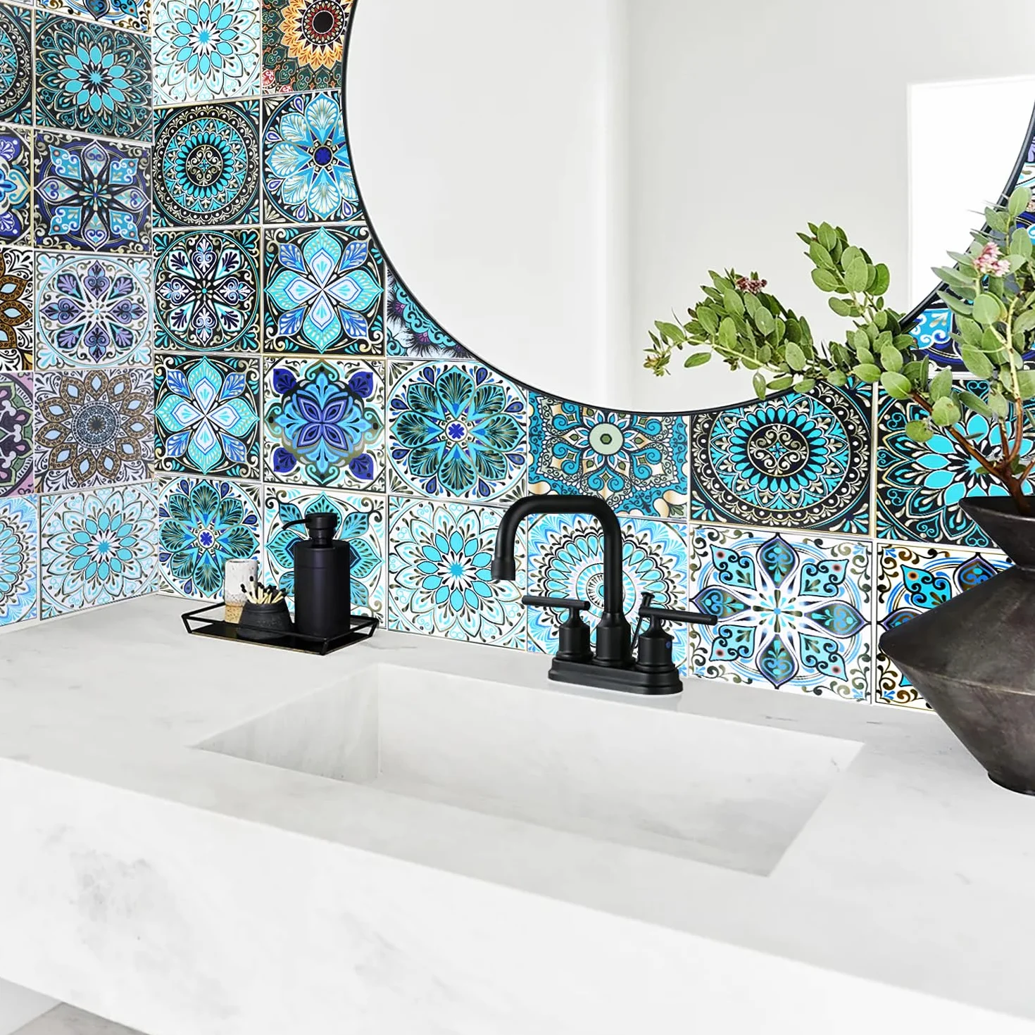 Autocollants Carrelage 30 Pcs 15x15 cm Étanches Cuisine Salle de Bain Escalier Intérieur Mosaïque