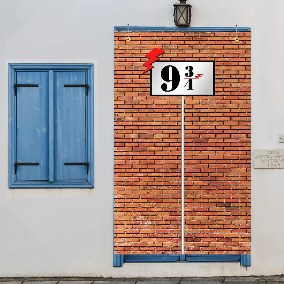 Fond Mur de Briques 9 et 3/4, Rideaux de Porte pour Fête d'Anniversaire Thème de Décor de Sorcier