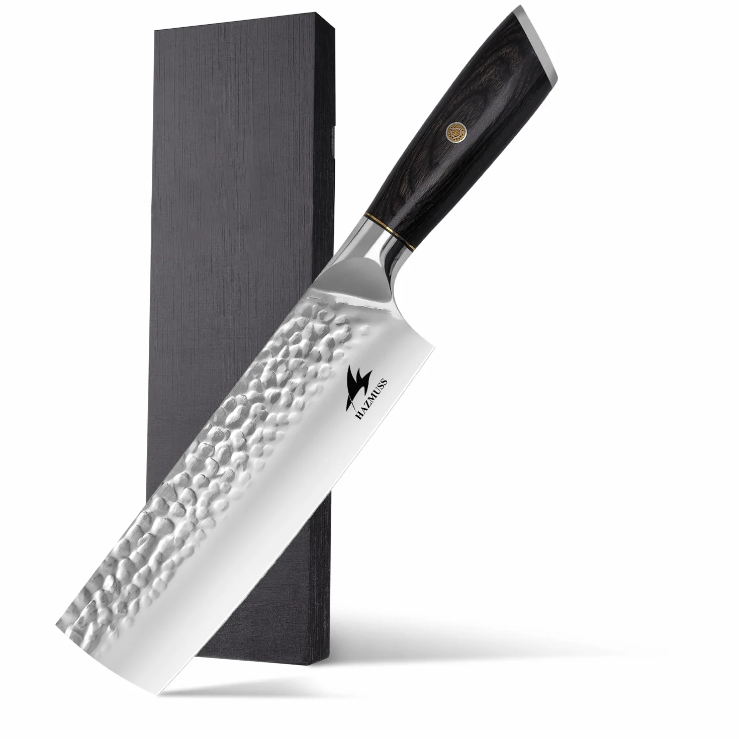 Couteau Nakiri 17,5 cm, Acier Inoxydable à Haute Teneur en Carbone – Couteau de Chef Japonais Forgé à la Main Avec Manche en Bois de Pakka Pour Cuisines Professionnelles et Domestiques