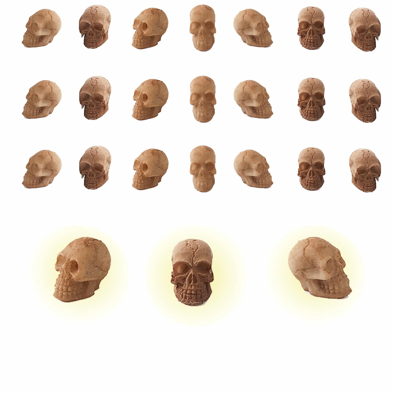 Lot de 20 têtes de mort en résine - Mini crânes Halloween - Décoration DIY