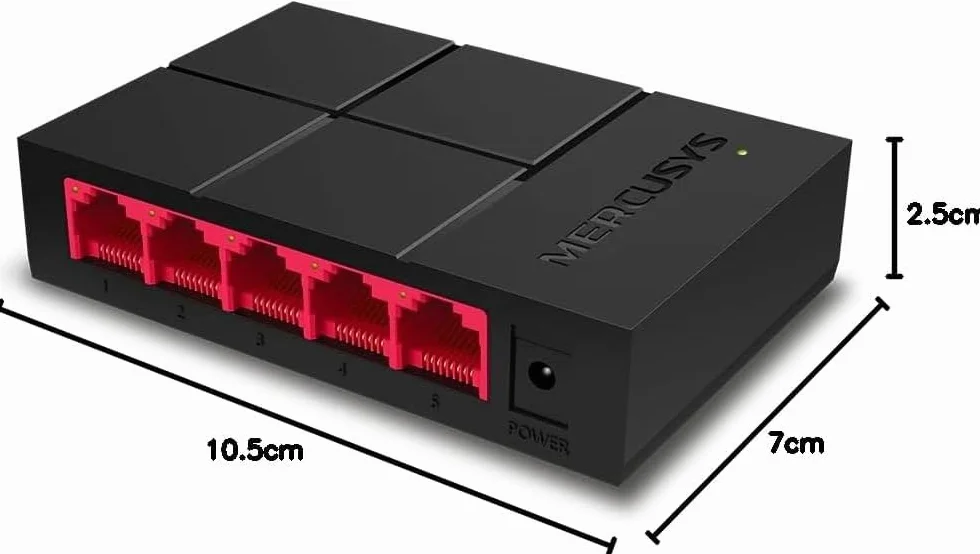 TP-Link Mercusys MS105G Switch Ethernet 5 Ports RJ45 Hub Plug-and-Play