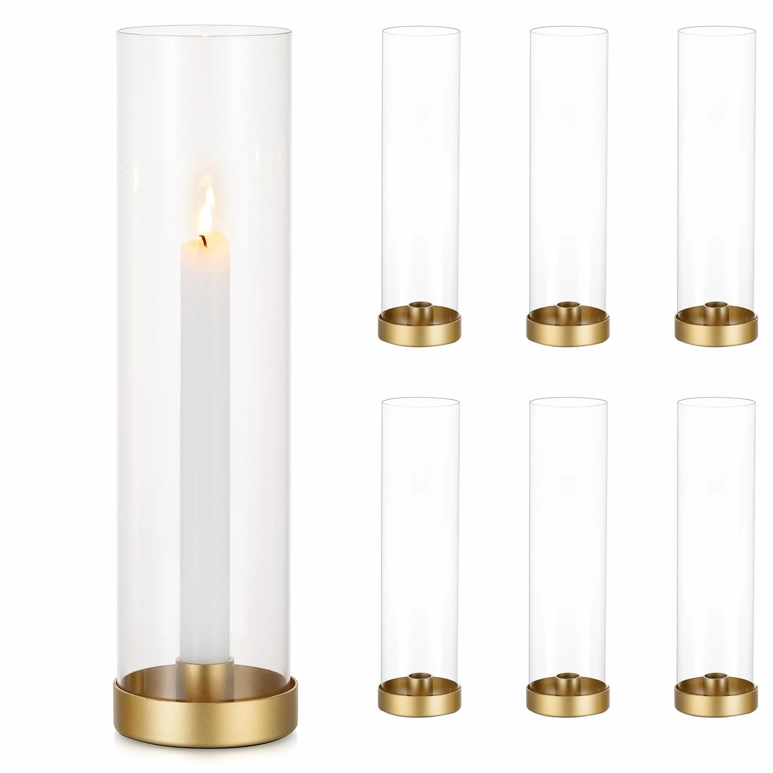 Sziqiqi 6 Pièces Bougeoir Or pour Centre de Table Mariage 30cm - Bougeoirs en Métal Moderne Chandeliers en Verre Photophore Decorative Cadeau pour Mariage Noël