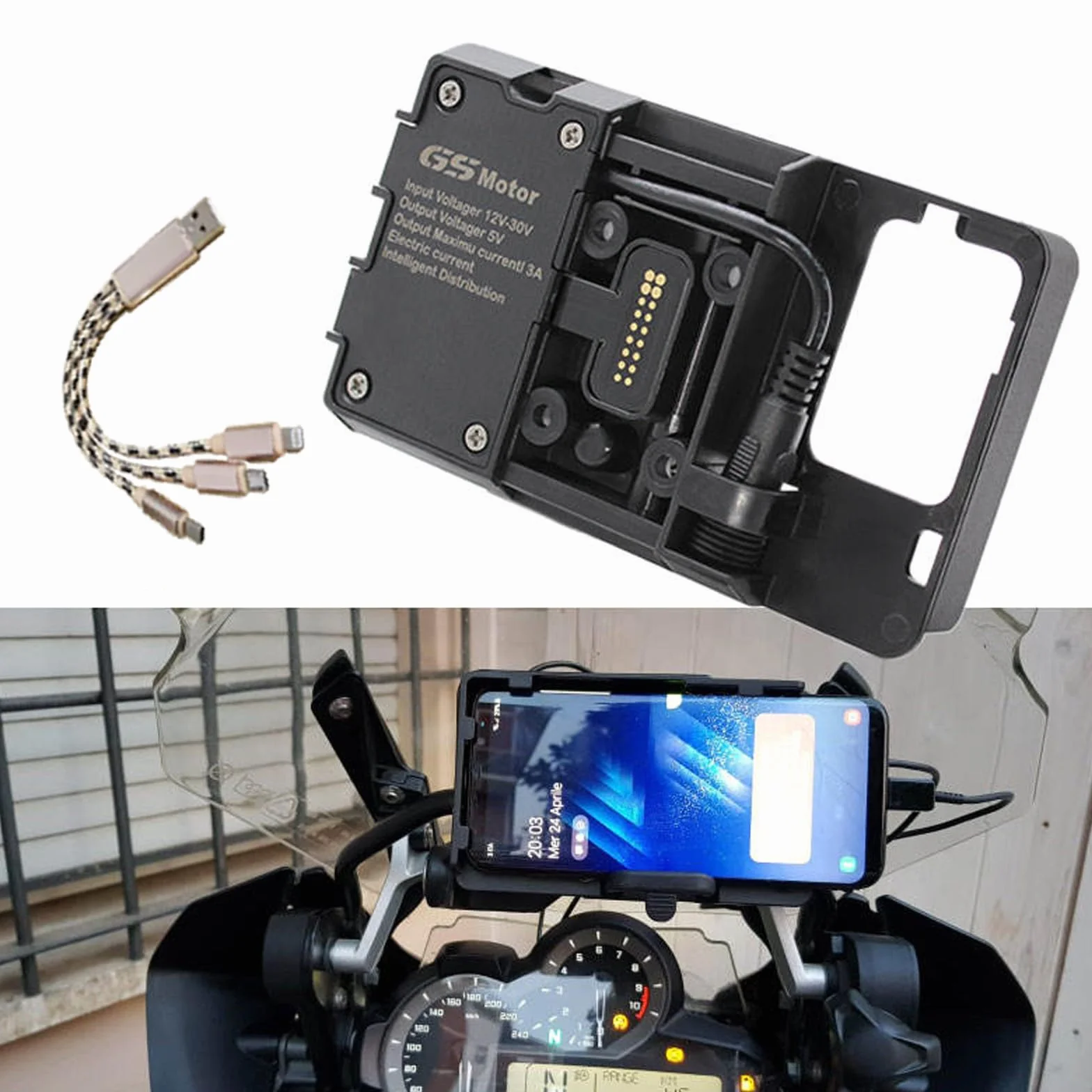 Uchwyt do telefonu komórkowego dla bmw gs, akcesoria motocyklowe gps, z podwójnym USB dla BMW R1200GS LC&Adventure S1000XR/RS F700GS/800GS R1200RS R1200ADV