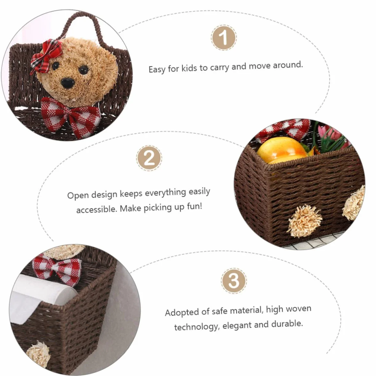 Panier Suspendu en Saule Mignon Osier Rangement Ménager Multifonctionnel Maison Restaurant