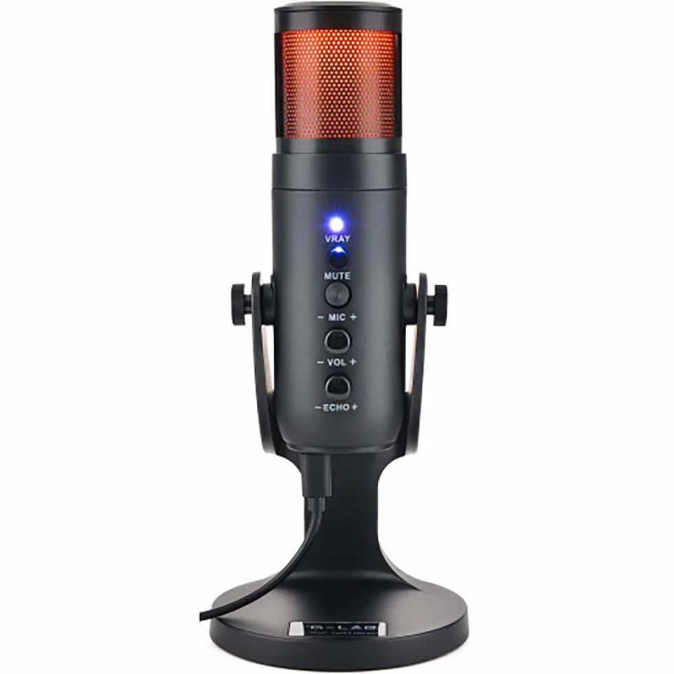 The G-Lab K-Mic Natrium Gaming Mikrofon RGB - Wysokiej jakości dźwięk, uchwyt antywibracyjny, idealny mikrofon biurkowy USB, do gier, przesyłania strumieniowego, podcastu, twitcha, Youtube do