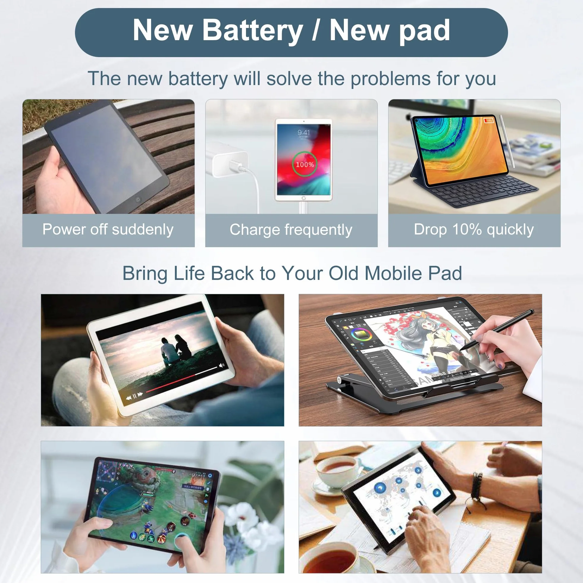 Akumulator zastępczy 32100140 3,8 V 6000 mAh kompatybilny z Blackview Tab 8, pusta bateria z narzędziami