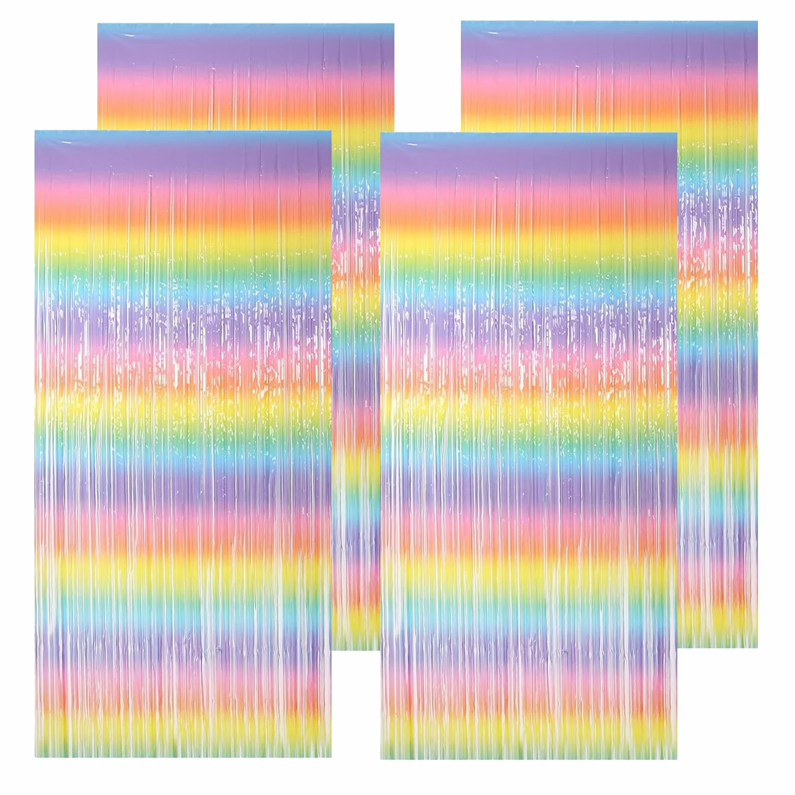 Rideau Anniversaire Arc en Ciel Métallique Frange Multicolore Paillette pour Mur Photographie Mariage 1mx2m