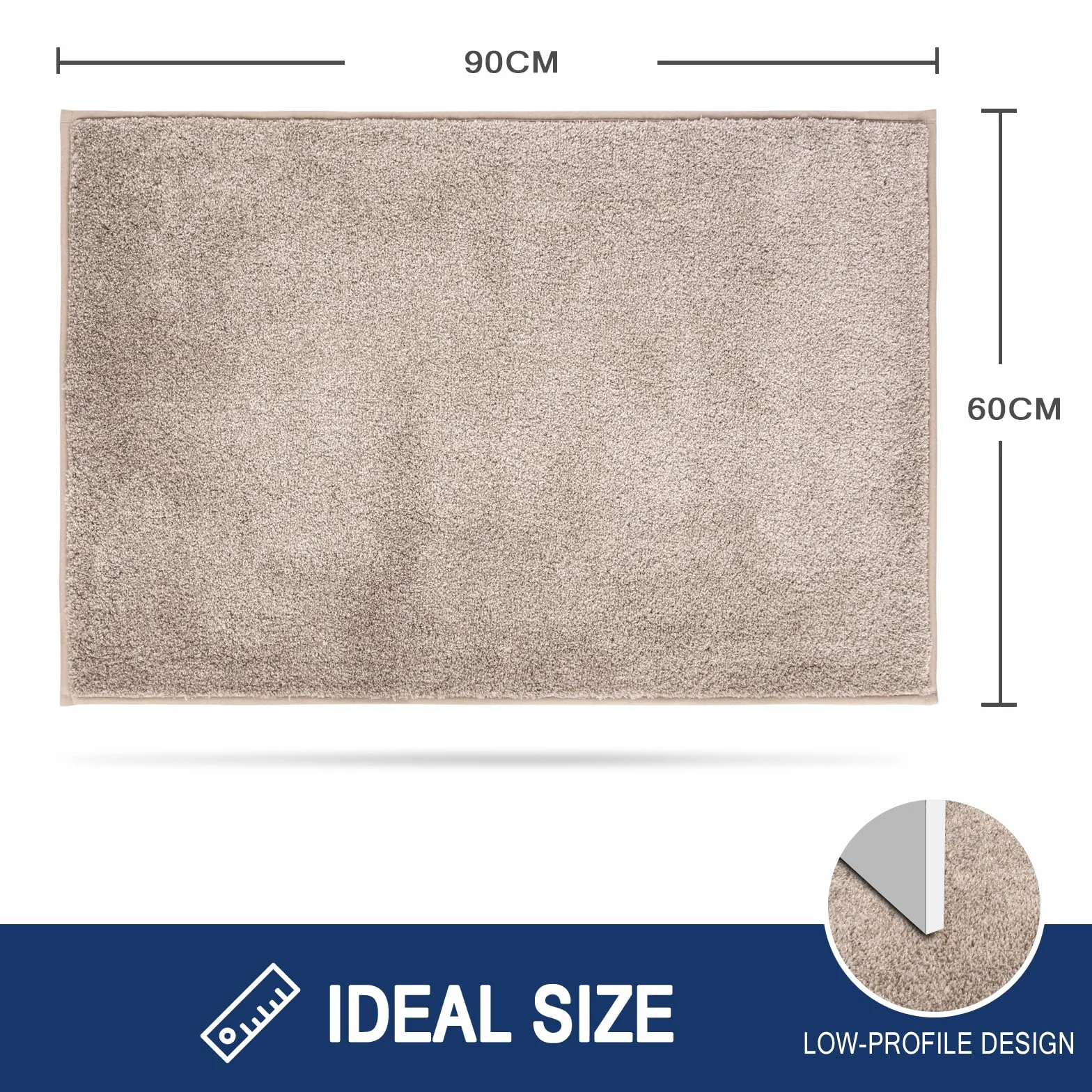 Paillasson Attrape-Poussière Antidérapant Lavable en Machine 60 x 90 cm Beige