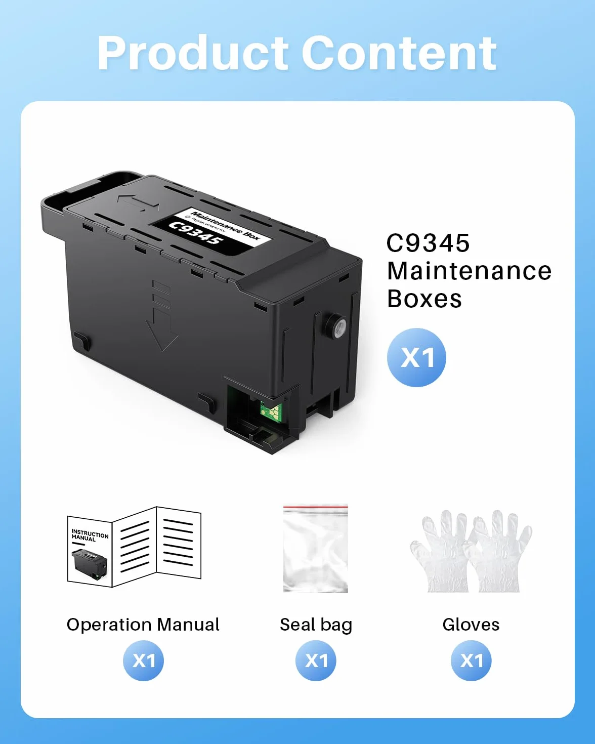 Skydo C9345 Boîte de maintenance compatible Epson WF-7840 ET-16600 ET-16650 ET-8550 ET-5850 ET-5880 WF-7820 WF-7830 ET-5800