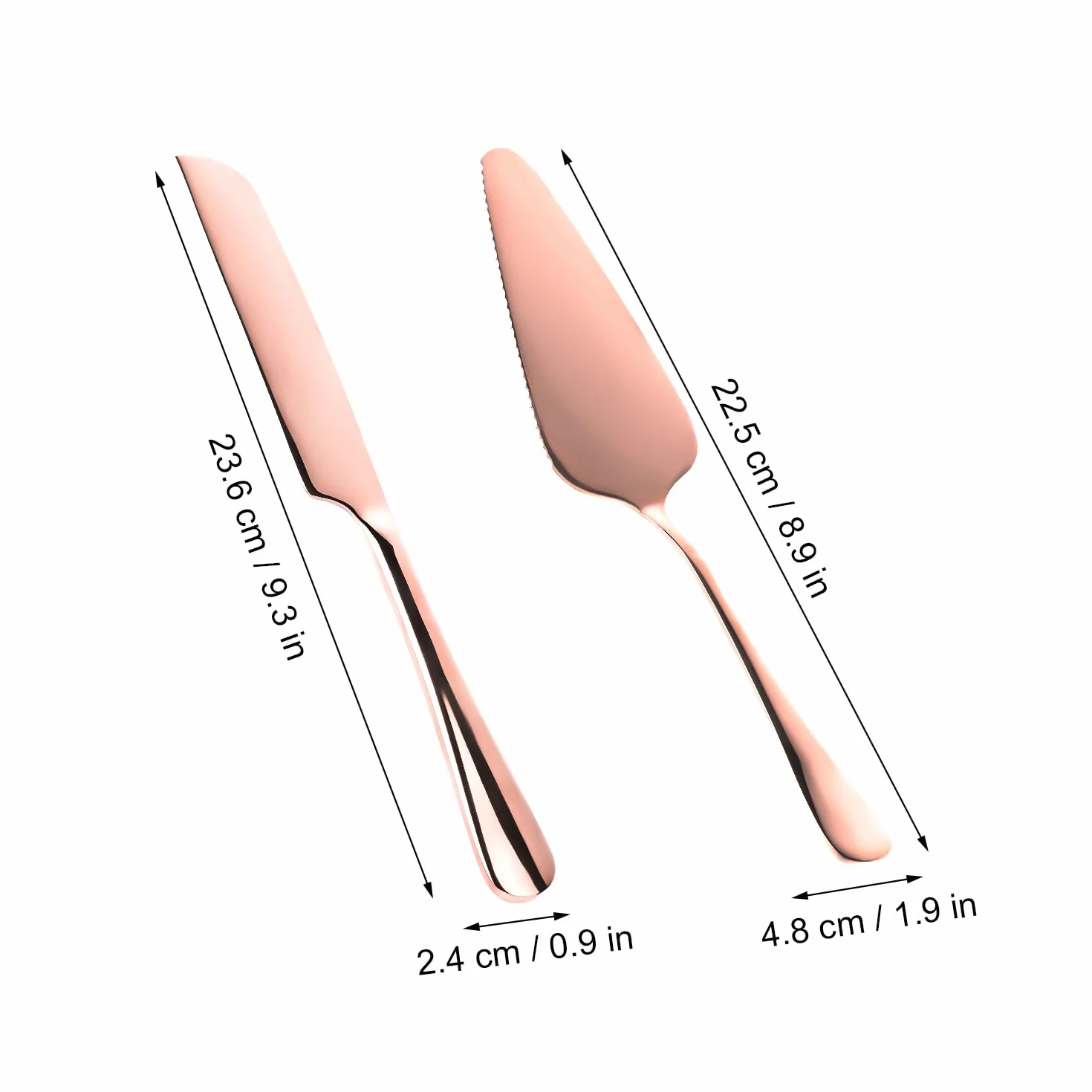 Ensemble de Couteaux à Gâteau de Mariage en Acier Inoxydable, Or Rose