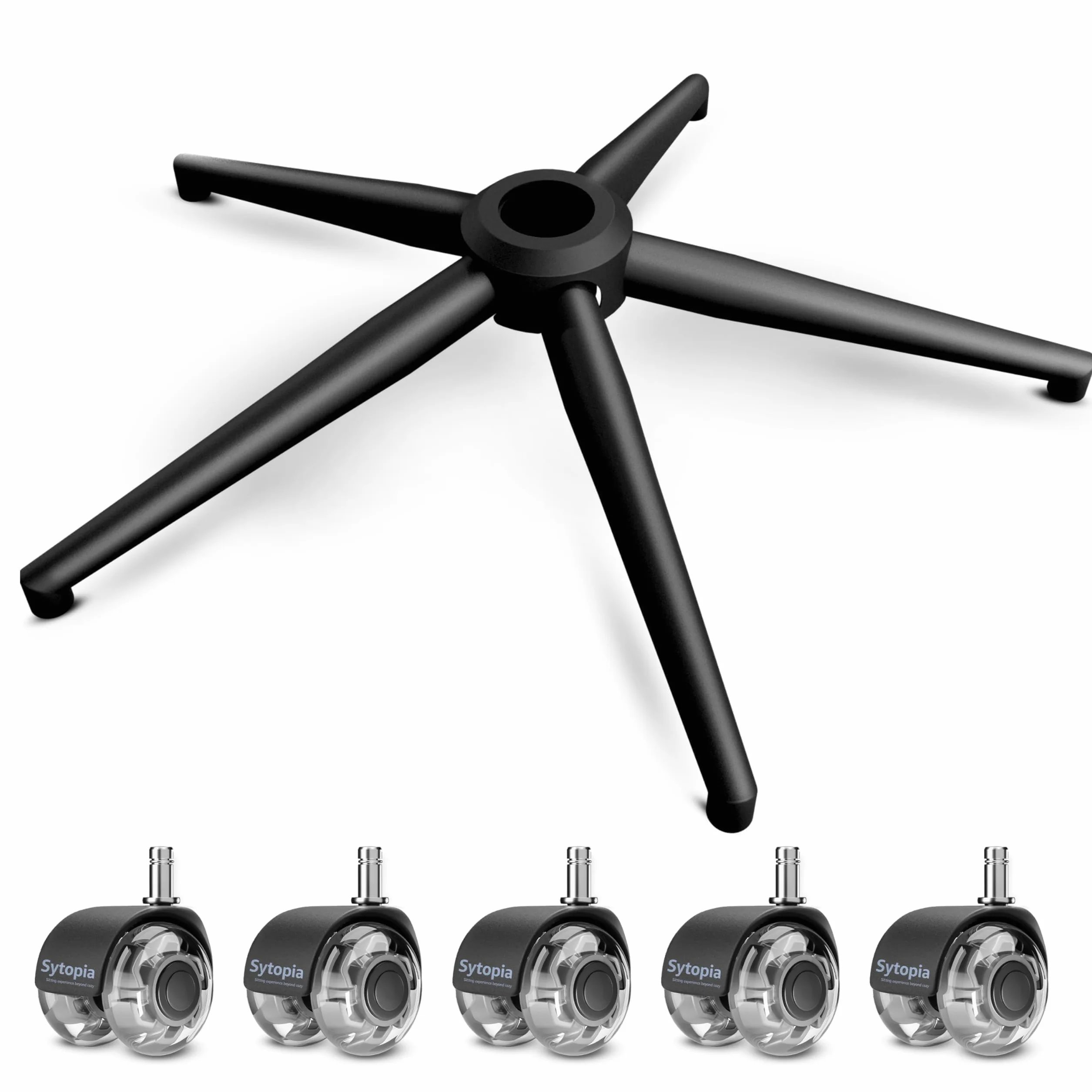 Sytopia Pied de chaise de bureau avec roulettes - Base en métal universelle de 60 cm - Pour chaise pivotante et chaise de jeu - Charge maximale : 1180 kg - Kit complet