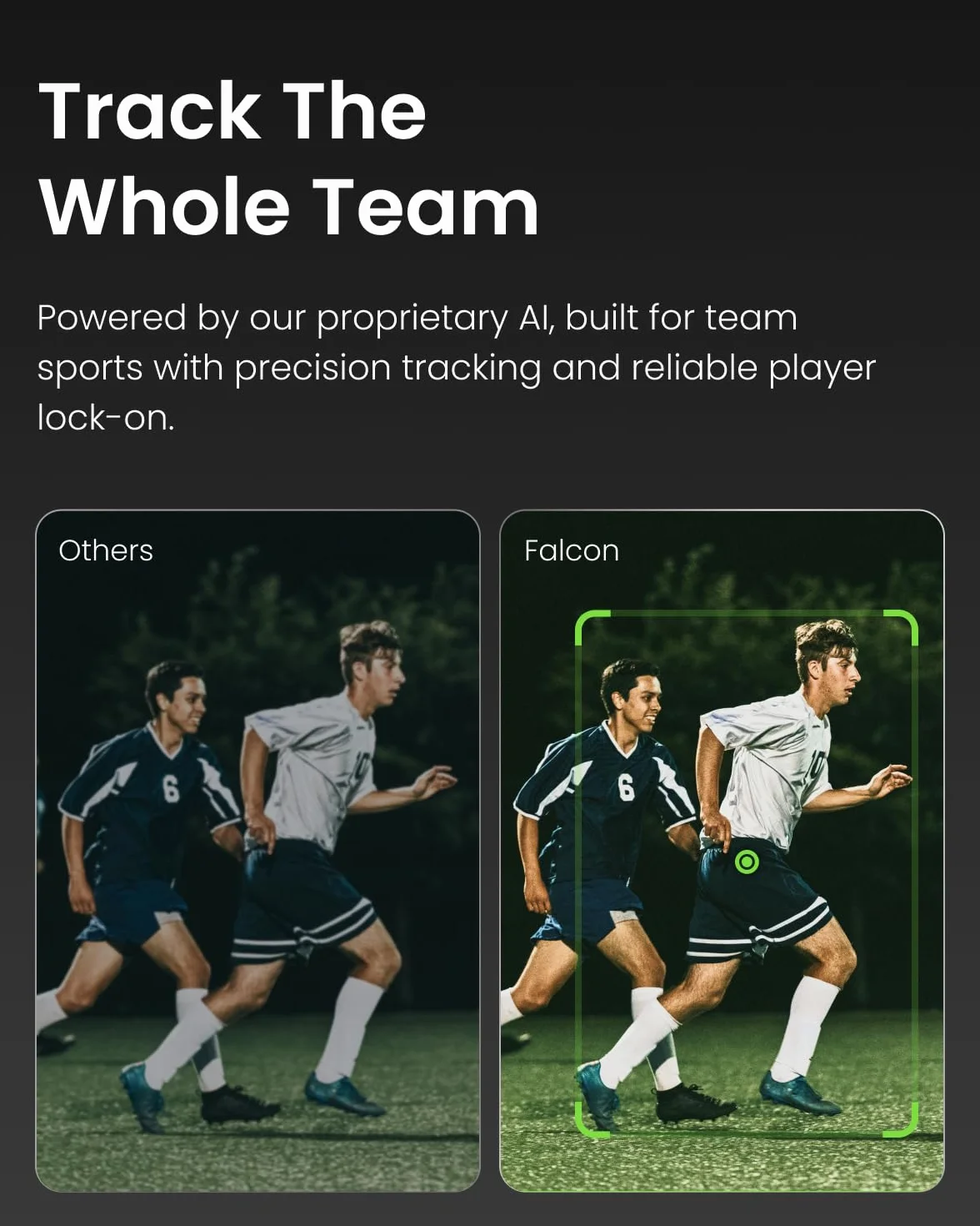 XbotGo Falcon All-in-One kamera sportowa AI 4K z automatycznym śledzeniem do piłki nożnej, koszykówki i futbolu amerykańskiego, rejestrator sportów drużynowych z podwójnym obiektywem, transmisja na