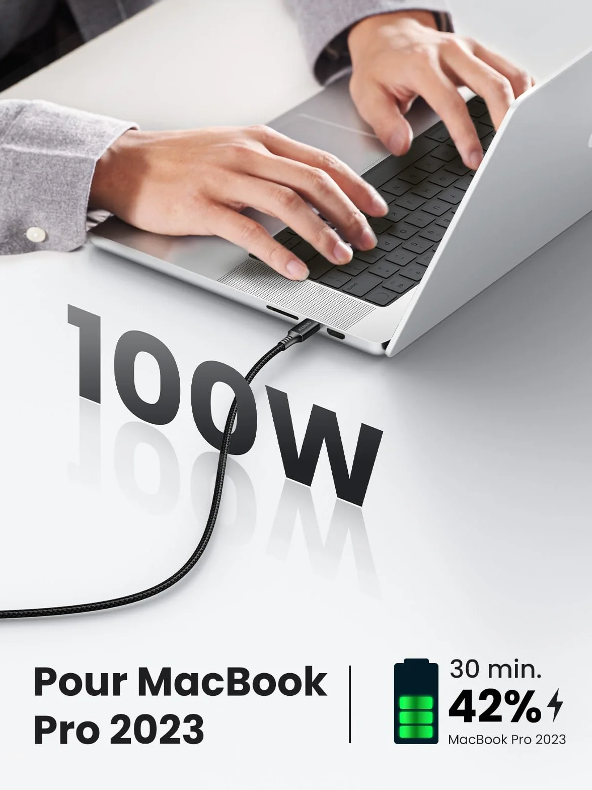 UGREEN 100W Câble USB C vers USB C PD 20V 5A Type C Charge Rapide Sync Compatible iPhone 17 Pro Max Air 16 15 14 Galaxy S26 Ultra S25 iPad Air mini MacBook Pro Air Pixel 10 1M