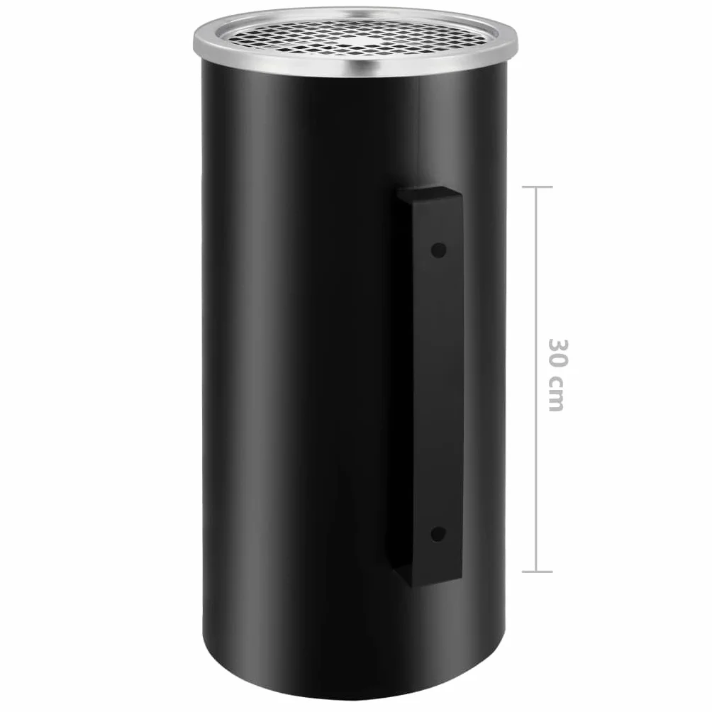 vidaXL Poubelle Murale Acier 26 L Noir pour Déchets Extérieur