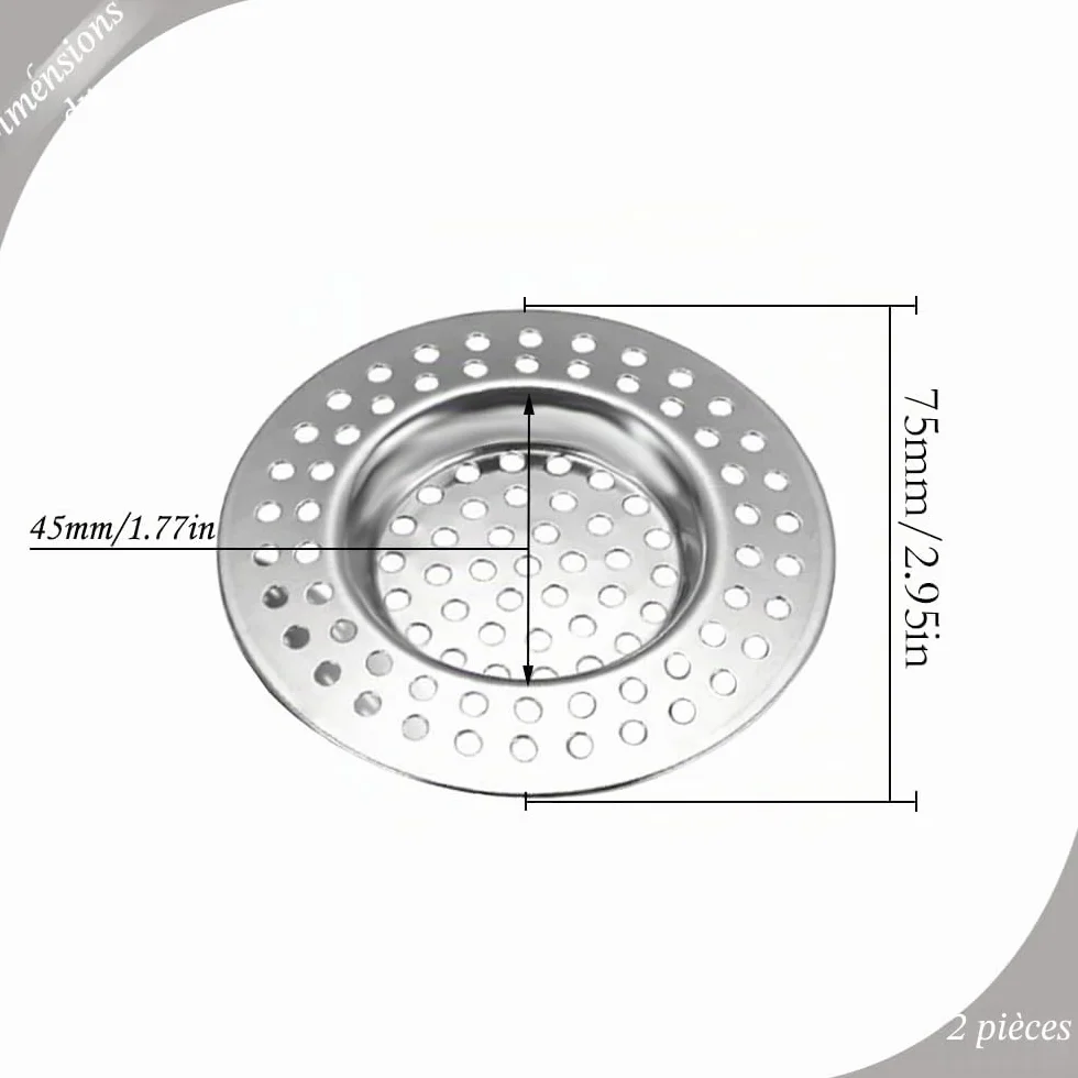 Filtre évier Cuisine INOX Tamis lavabo Cheveux Douche Vidange Grille Evier Drain Lavabo Baignoire Bonde