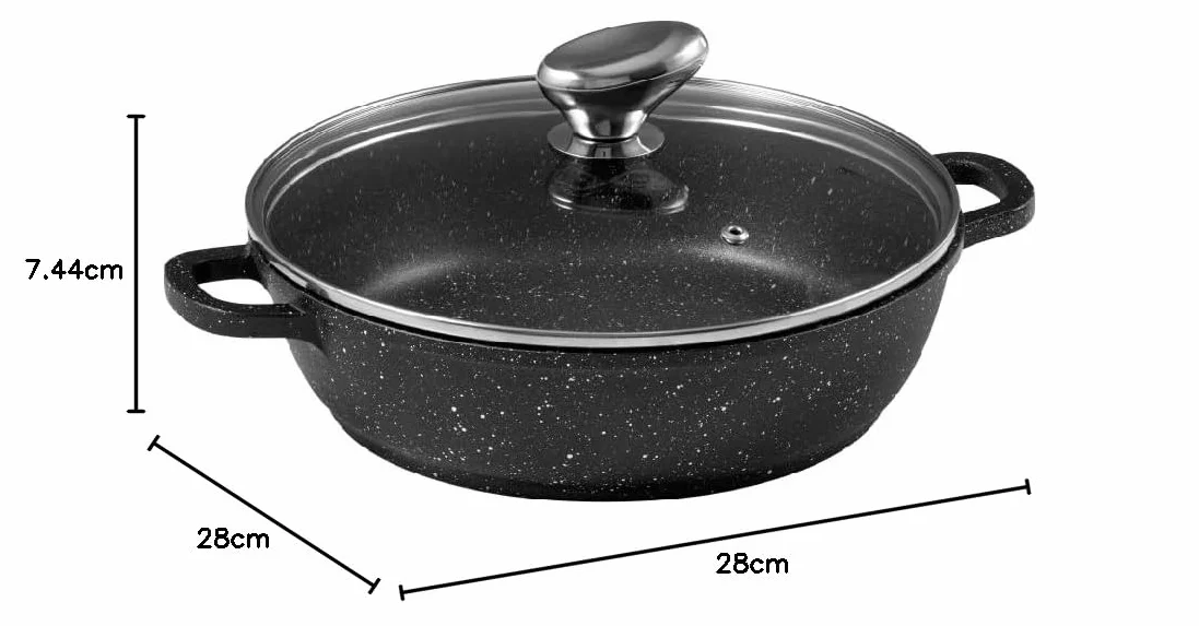 Pradel Excellence - PCUI001015 - Mijoteuse Fonte d'Aluminium Premium Ø24cm, Couvercle Verre - Revêtement Anti-Adhésif Façon Pierre - Poignée Amovible - Tout Feu, Noir