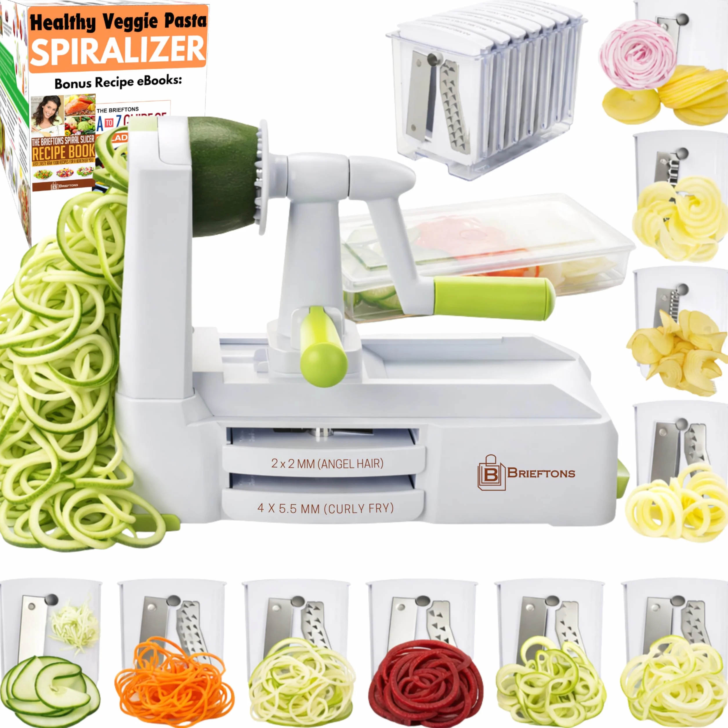 Spiraliseur À 10 Lames Brieftons: La Trancheuse En Spirale La Plus Forte Et La Plus Lourde, La Meilleure Machine À Pâtes Végétariennes Et À Spaghettis Pour Les Repas À Faible Teneur En Glucides