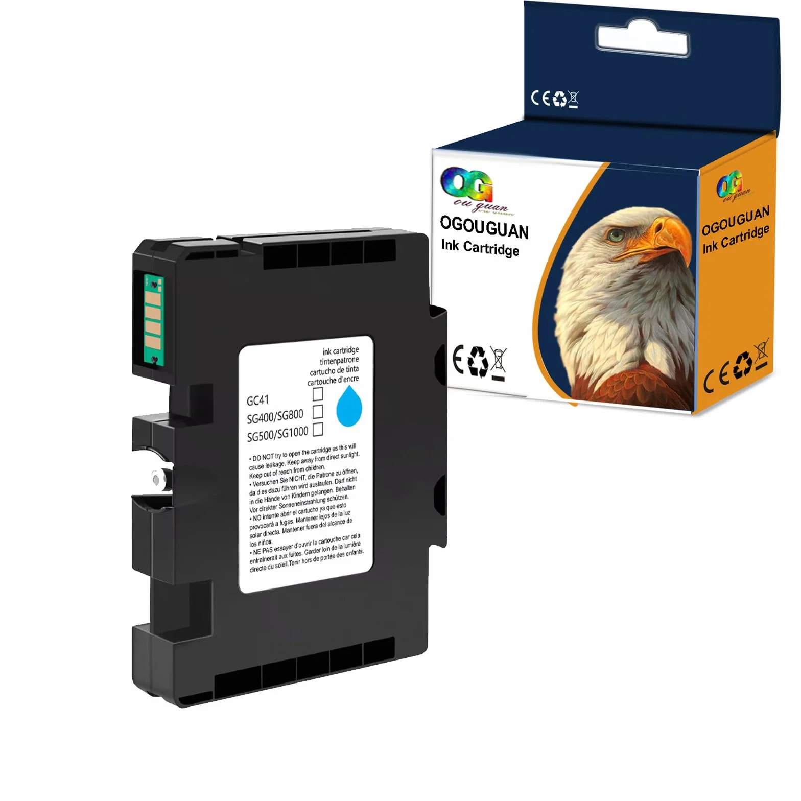 Cartouches d'encre de sublimation CAIDI Compatible pour Sawgrass Virtuoso SG400 SG800 Ricoh Aficio SG3100 SG3110 SG7100 (Cyan)