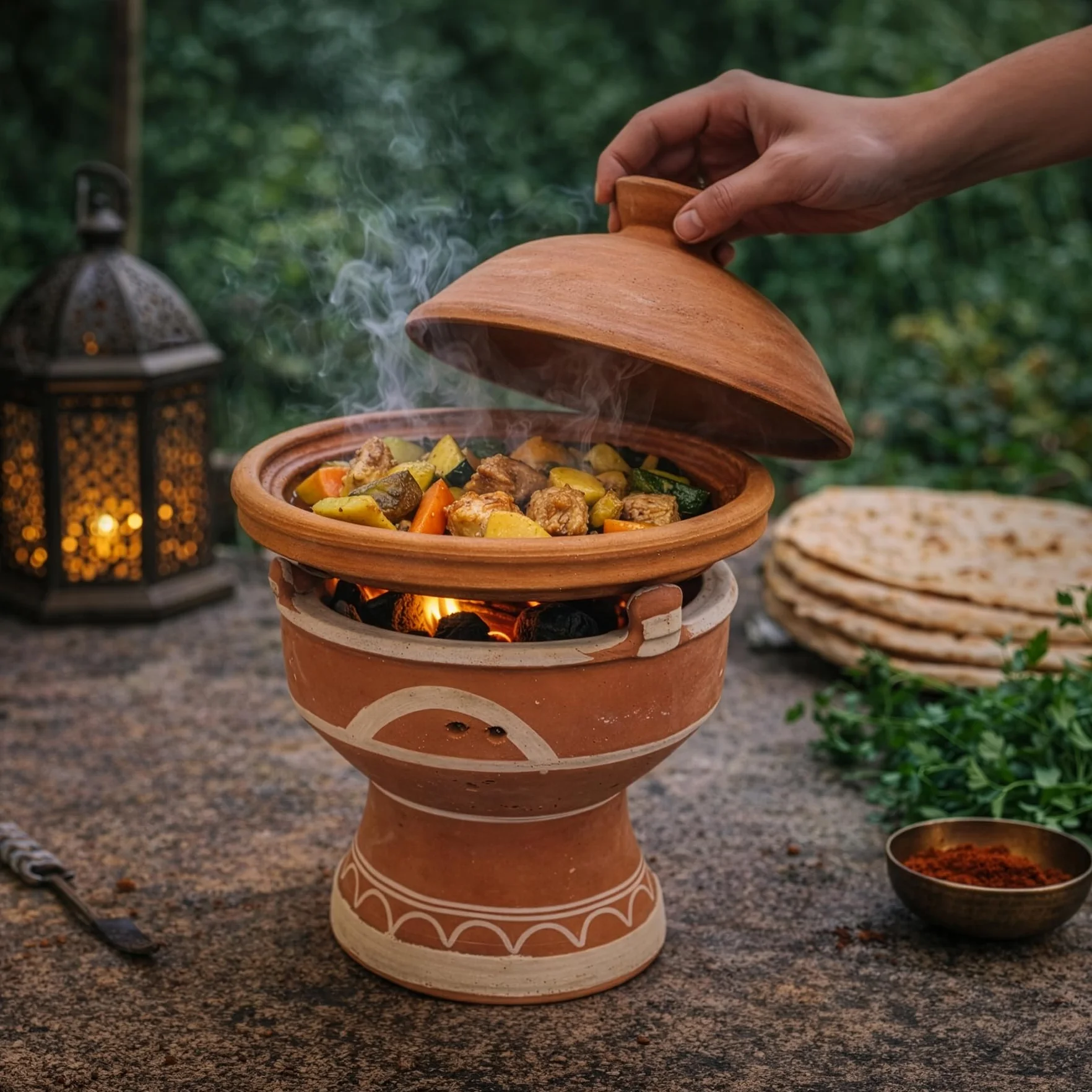 Casa Moro Charbon de bois marocain Majmar - Diamètre : 30 cm - Hauteur : 25 cm - Pour tajines - Diamètre : 24-27 cm - Artisanat de Marrakech - TA7120