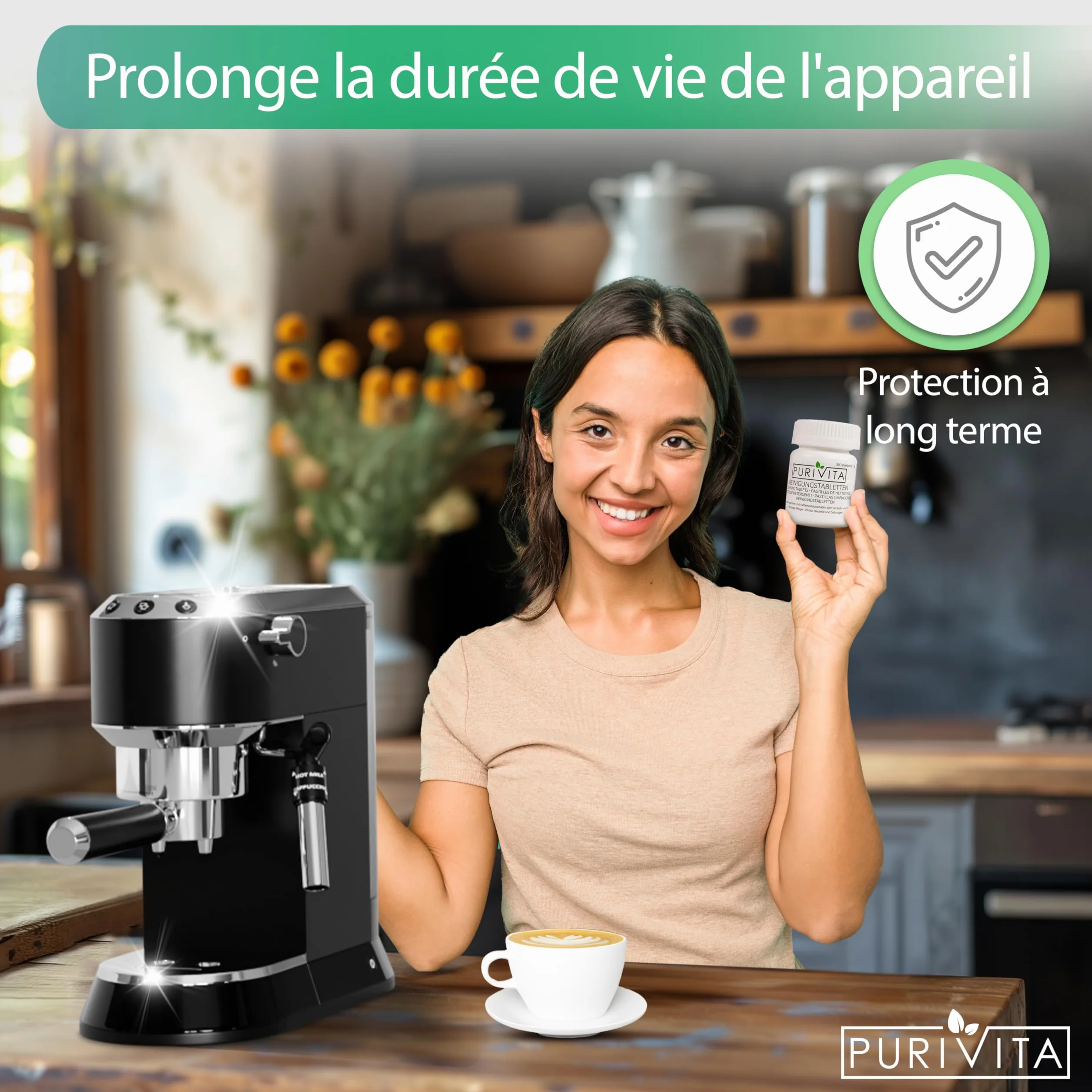 PURIVITA® Pastille Nettoyage Machine à Café Universel 100 Capsules - Compatible Jura, Krups