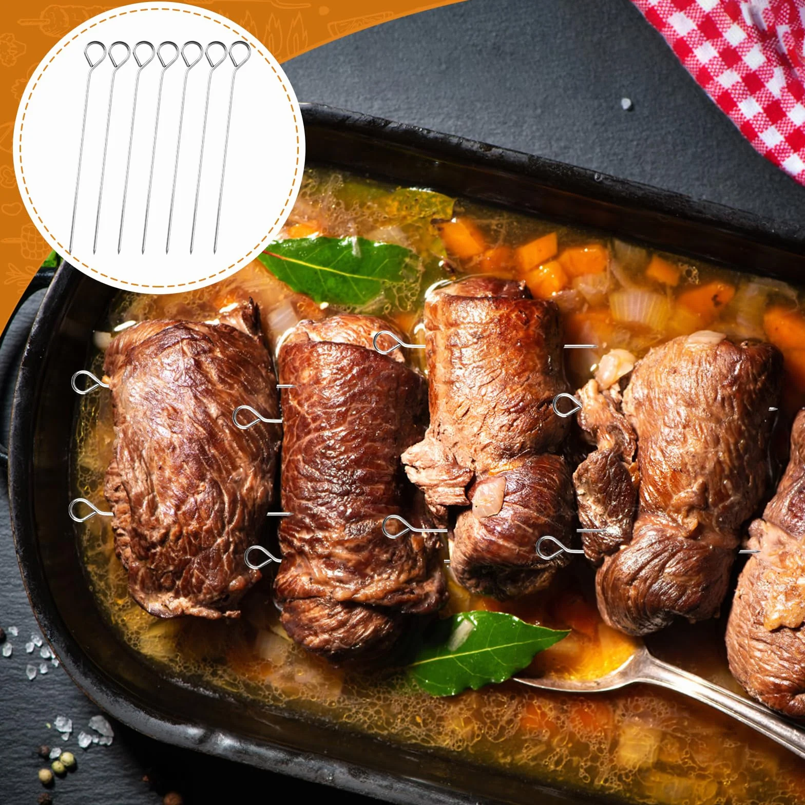 Pique Brochette 80 Pièces 10.5-11cm Acier Inoxydable Réutilisable Barbecue