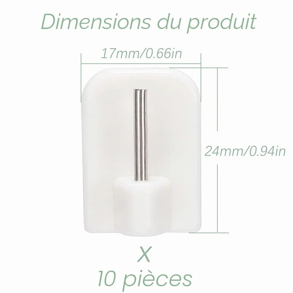 Crochets Autocollants 10 Pièces, Supports pour Tringles sans Percage pour Barres de Rideaux