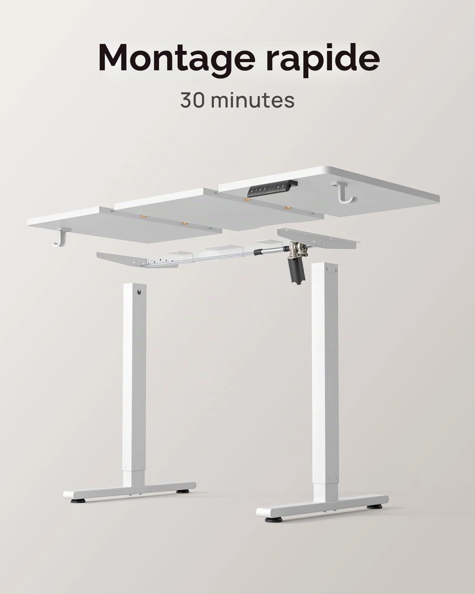 FEZIBO Bureau Électrique Réglable en Hauteur 120 x 60 cm avec Ports USB-A et USB-C, Blanc