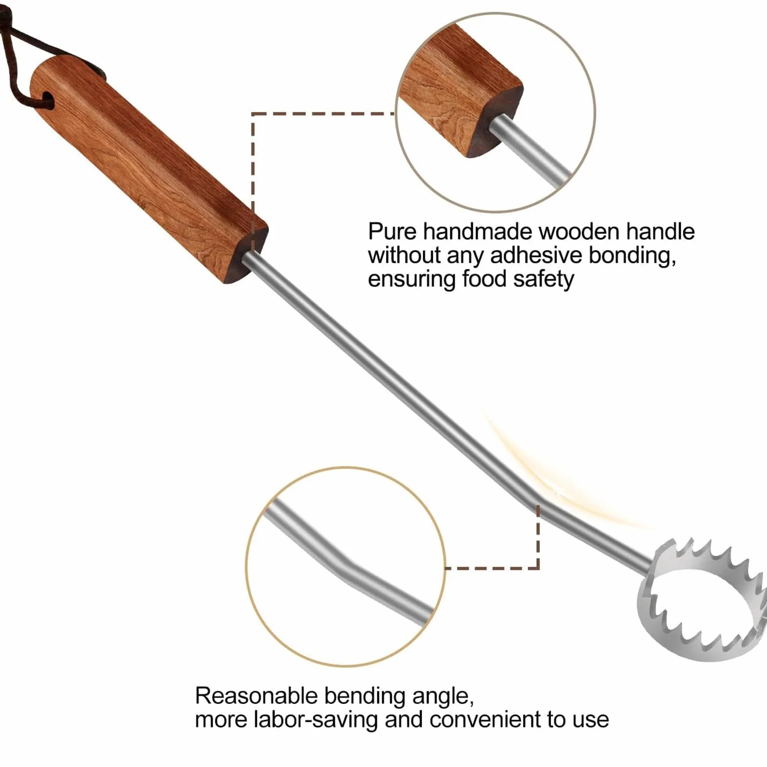 Grattoir à poumons en acier inoxydable avec manche en bois, équipement de boucherie