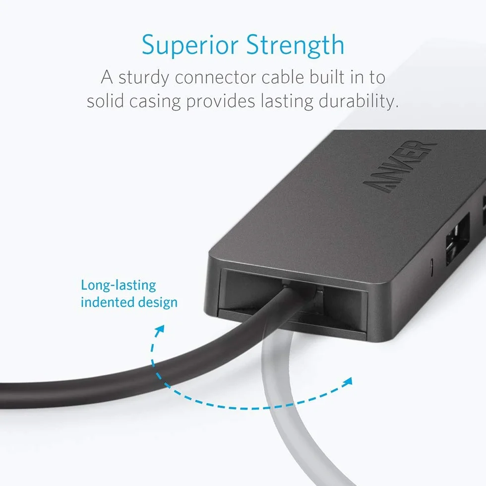 Koncentrator, hub USB Anker z 4 portami, wieloportowy koncentrator USB 3.0, rozgałęźnik USB do laptopa, przedłużacz do laptopa z jednym portem, komputera stacjonarnego i innych urządzeń