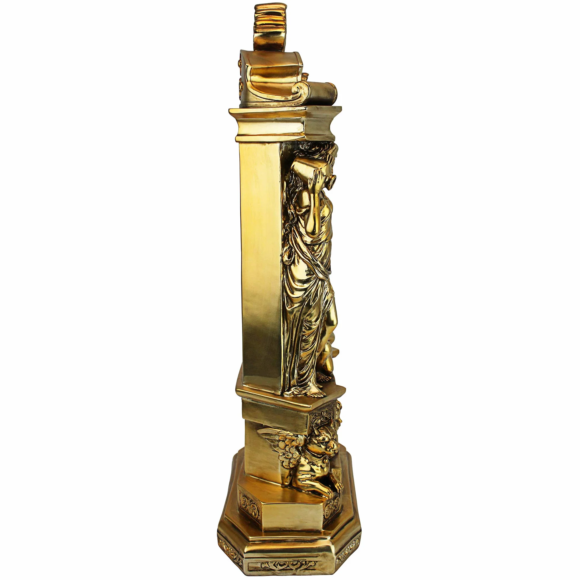 Design Toscano Château de Chambord Horloge de Tablette de Cheminée, 51 cm, polyrésine, or