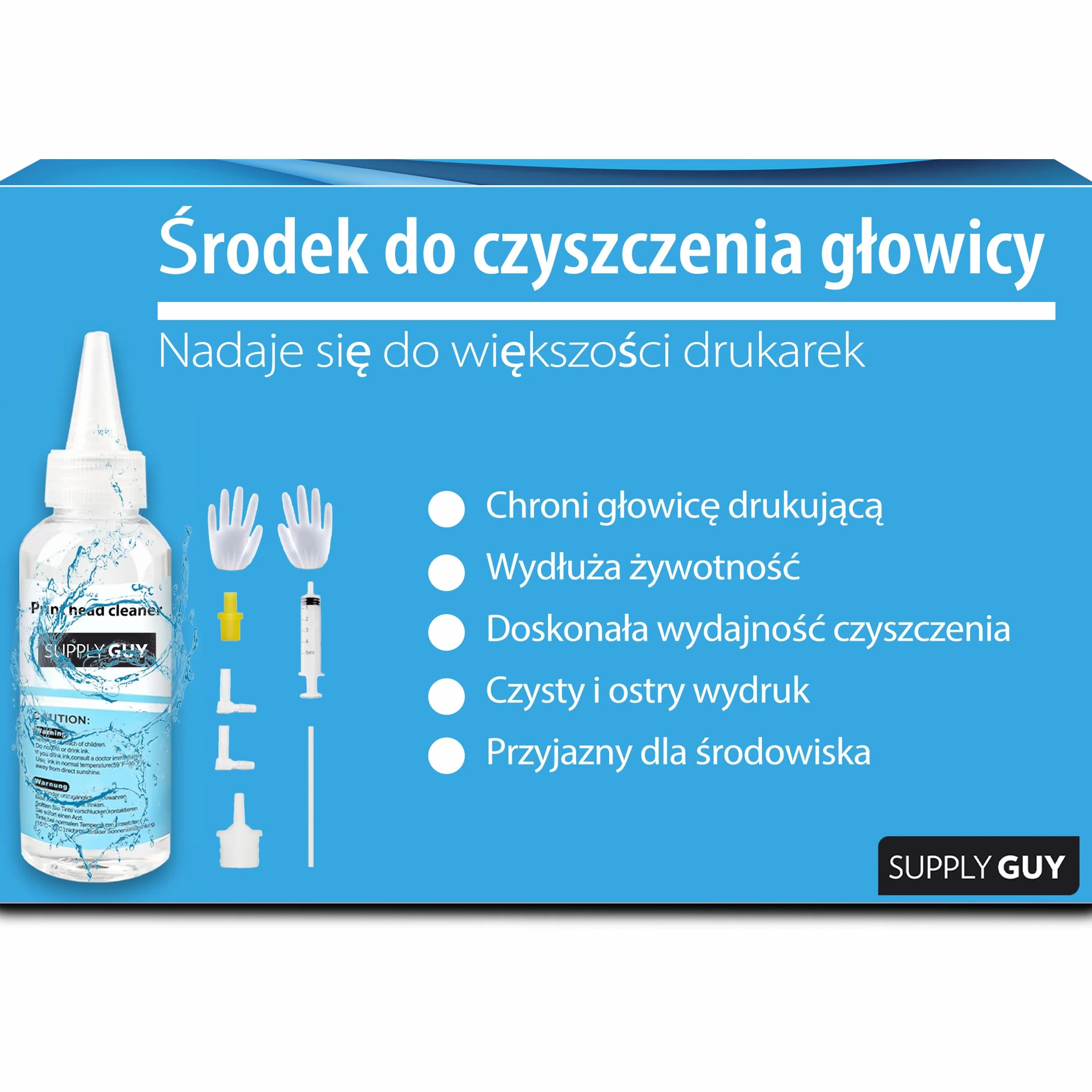 Supply Guy Środek do czyszczenia głowicy drukującej, Środek do czyszczenia dysz do czyszczenia wszystkich drukarek atramentowych - kompatybilny z Canon Epson HP (100 ml)