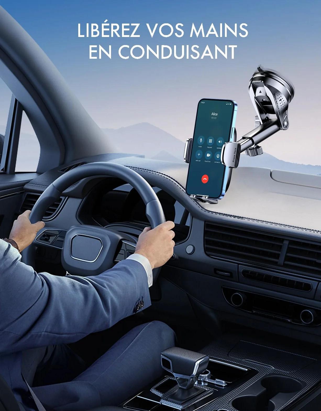 Mohard Support Telephone Voiture Ultra Robuste Orientable 360° Accroche Telephone Ventouse pour Smartphones 4-7"