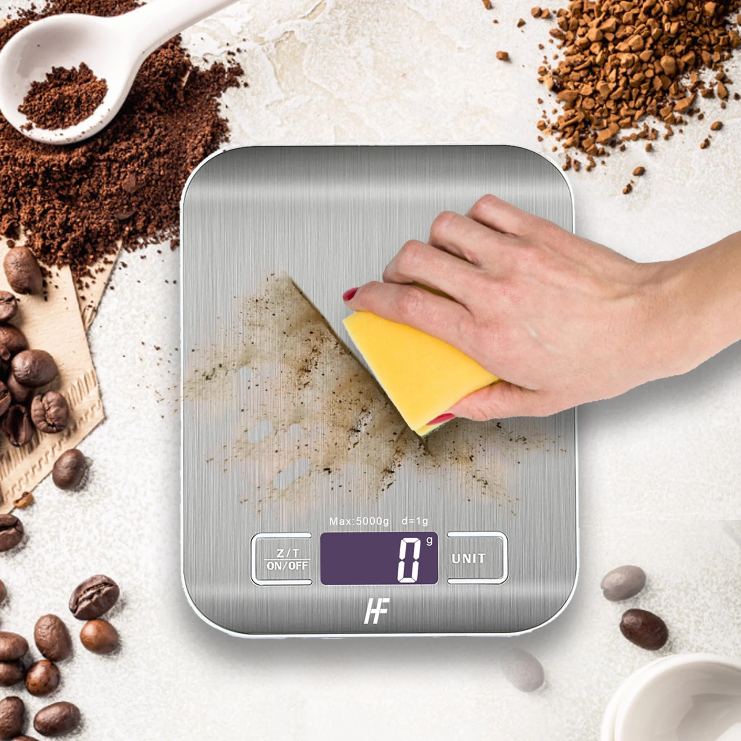 Balance de Cuisine Électronique 5000g/1g Acier Inoxydable Écran LCD Rétroéclairé