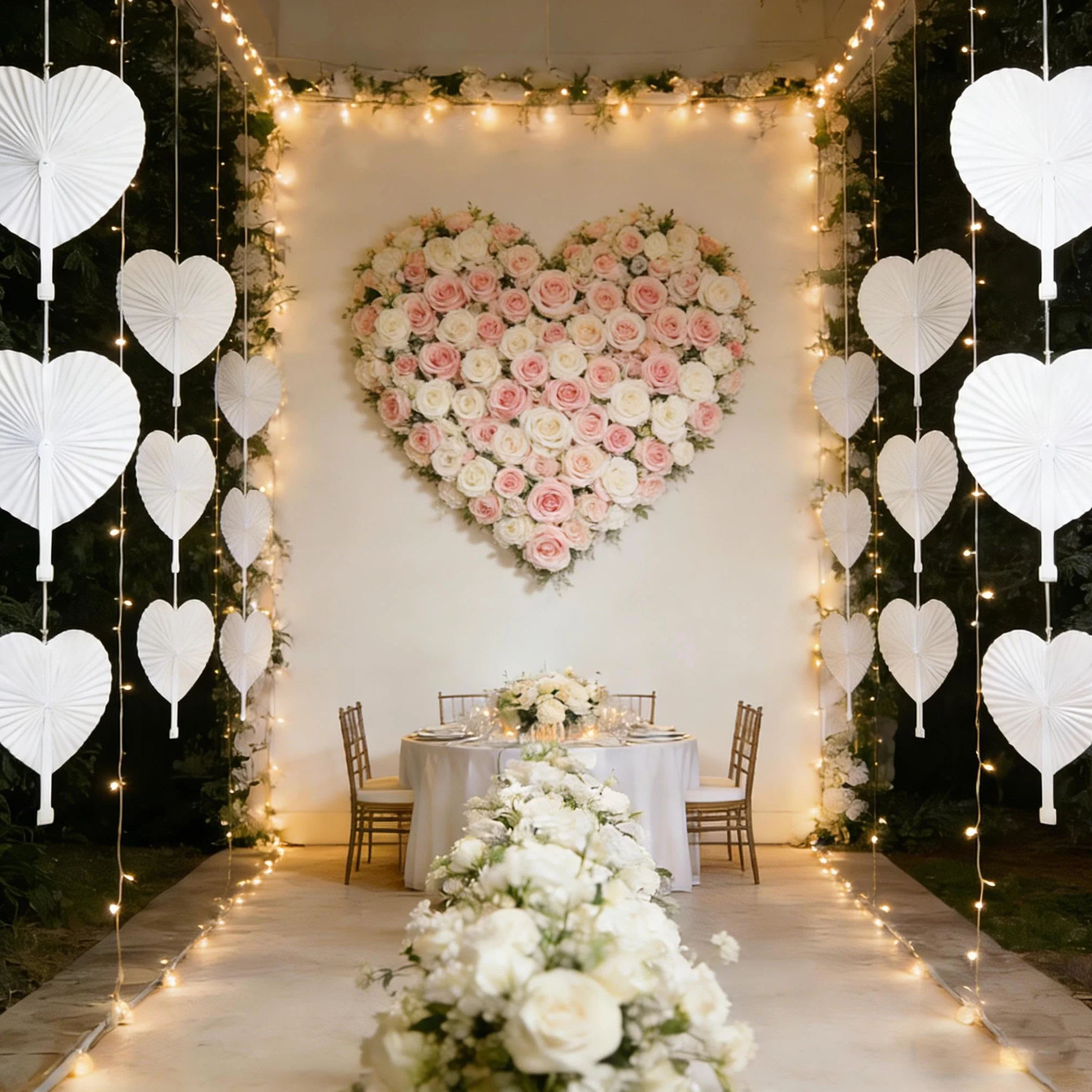 60 Eventails Mariage Personalisable Cœur Blanc Parfait Cadeau pour Invité Convive Mariage Fête Décoration Déco