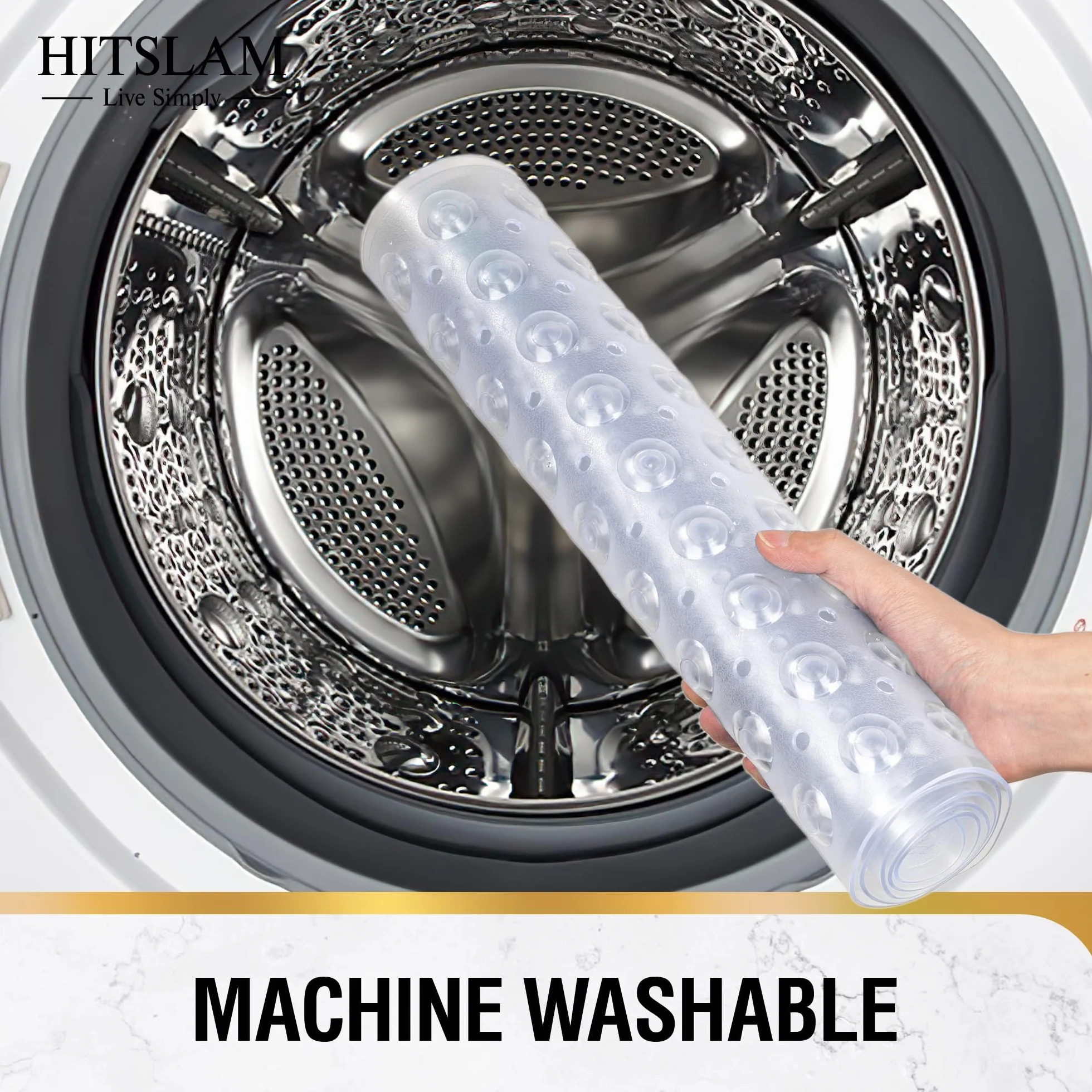 HITSLAM Tapis de Baignoire Antidérapant 101x40cm Longueur Tapis de Douche Antiderapant Résistant Moisissures Lavable en Machine sans BPA Transparent