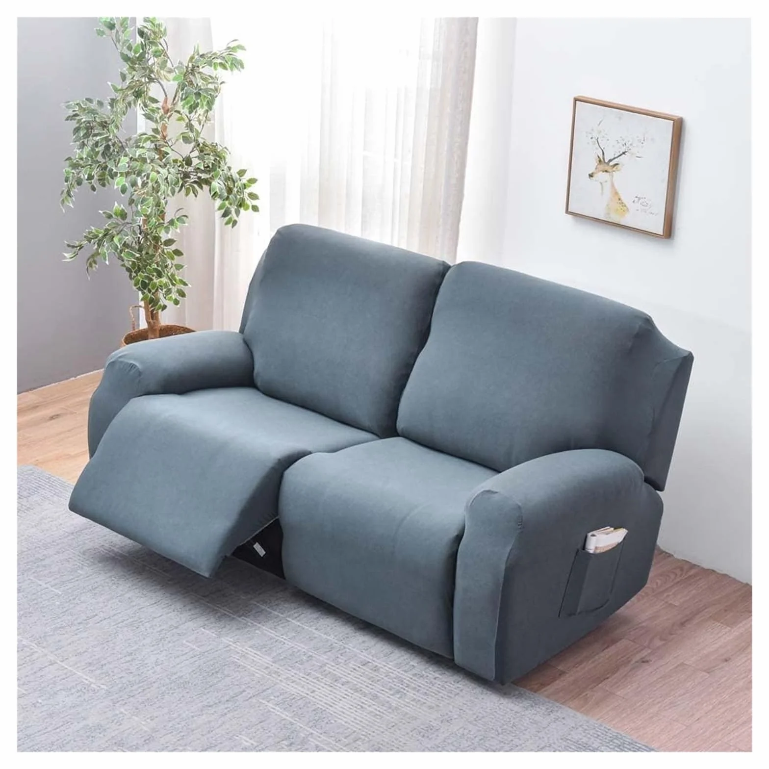 Housse de canapé inclinable extensible 2 places universelle avec poches, housses de canapé de massage électrique 6 pièces
