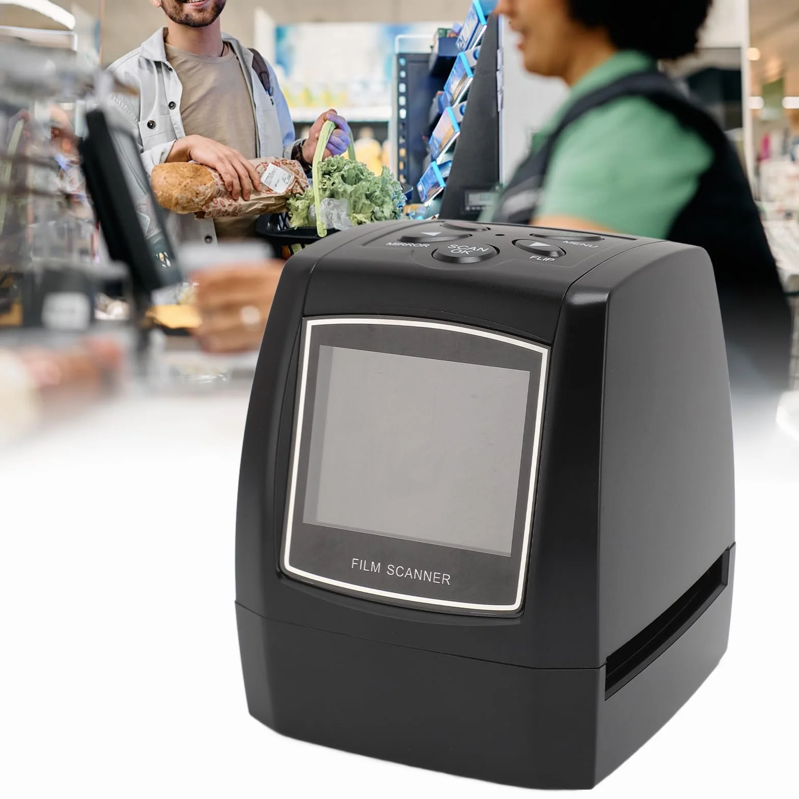 Skaner Filmów i Slajdów z Ekranem LCD 2,4 Cala, Konwersja Slajdów i Negatywów 135 Mm, 126 KPK, 110, 8 Mm na Zdjęcia Cyfrowe o Rozdzielczości 12 MP, Skaner Pozytywów i (Wtyczka UE