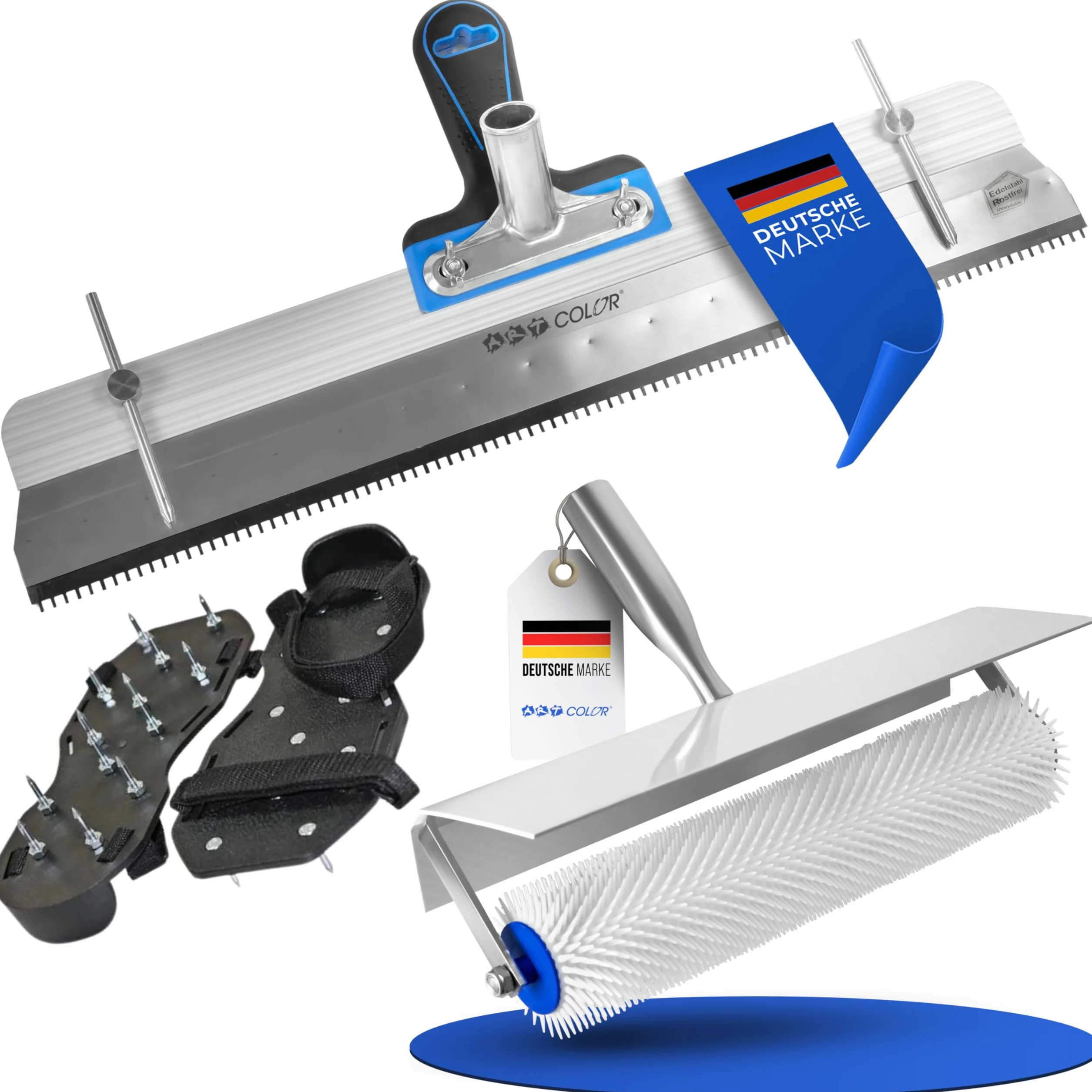 Kit de raclette pour revêtement de sol - Raclette debout, rouleau 50 cm et chaussures à clous