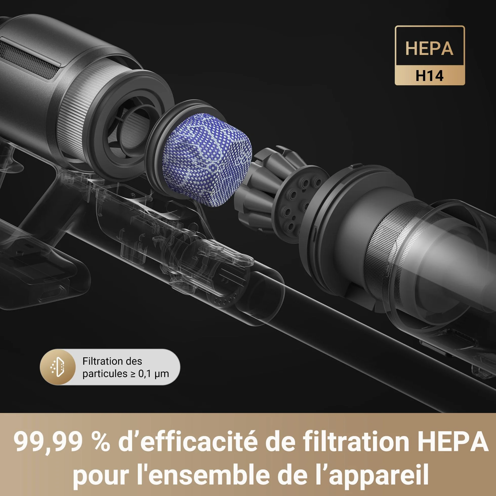 dreame Z30 Aspirateur Balai sans Fil, 28 000PA / 310 AW, Moteur Haute Vitesse, Autonomie 90 Min, Filtre HEPA H14, Technologie de Détection de Poussière, Élimination des Poils d’Animaux de Compagnie