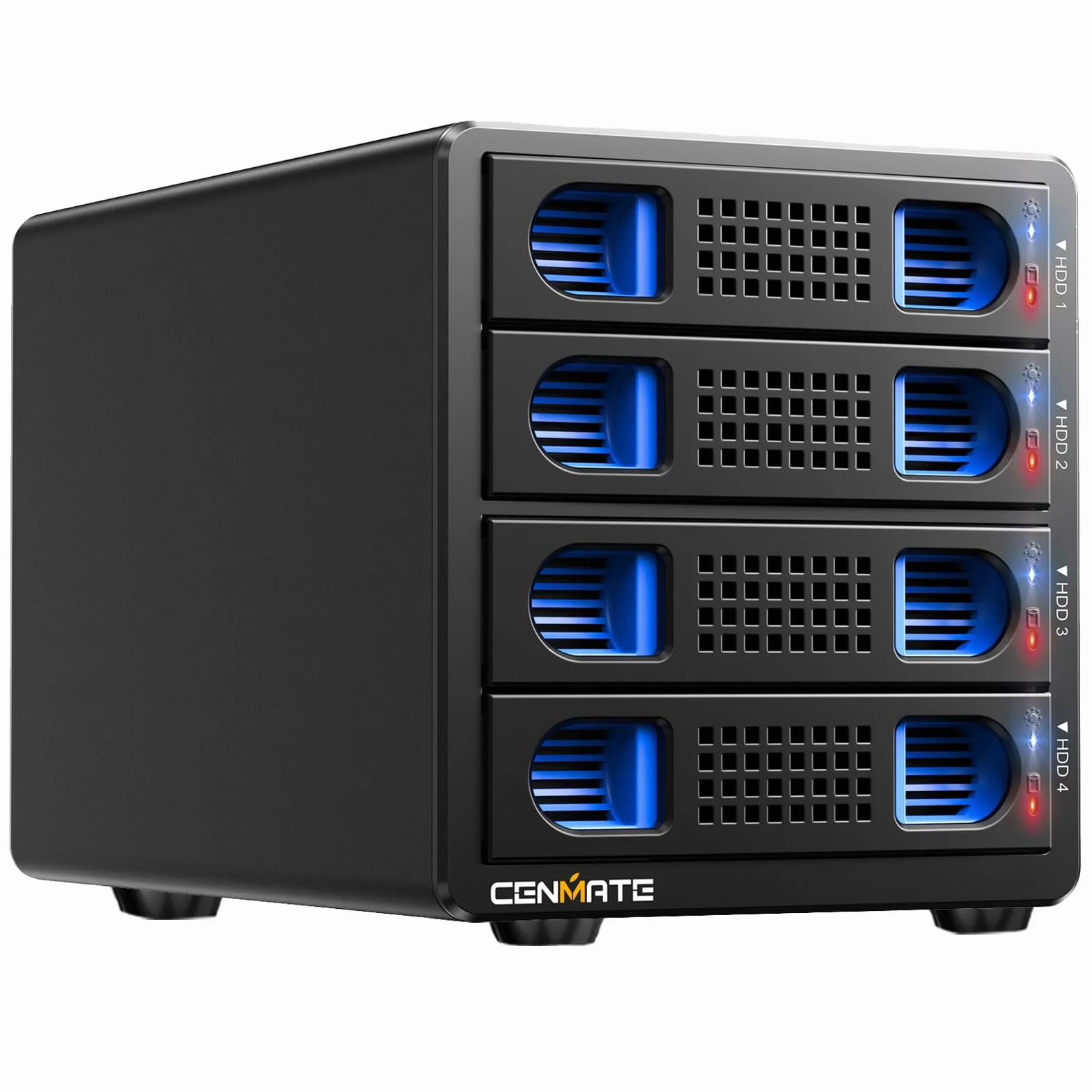 Obudowa dysku twardego z 4 kieszeniami do 2,5/3,5" SATA HDD/SSD z kablem USB A/C 3.0, obudowa dysku twardego 3,5, obsługuje pojemność 80 TB (bez RAID/NAS)