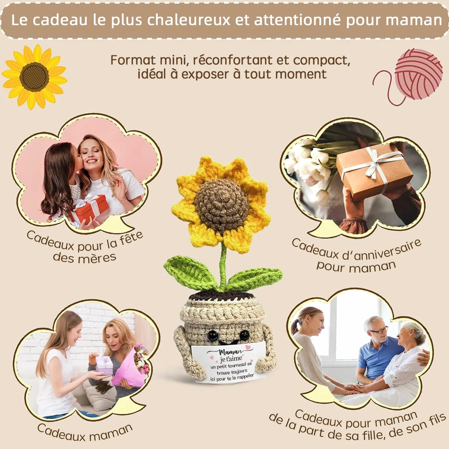 Tournesols Au Crochet Faits Main Cadeau Maman