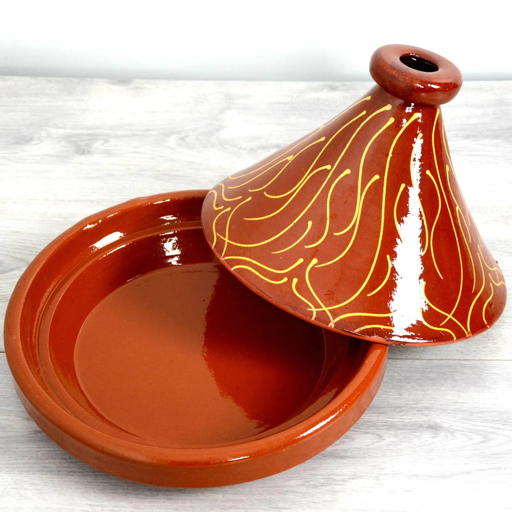 Tajine marocain, faitout, faitout en maroc émaillé pour 4 à 5 personnes, marmite en terre cuite originale, fabriquée à la main à Marrakech