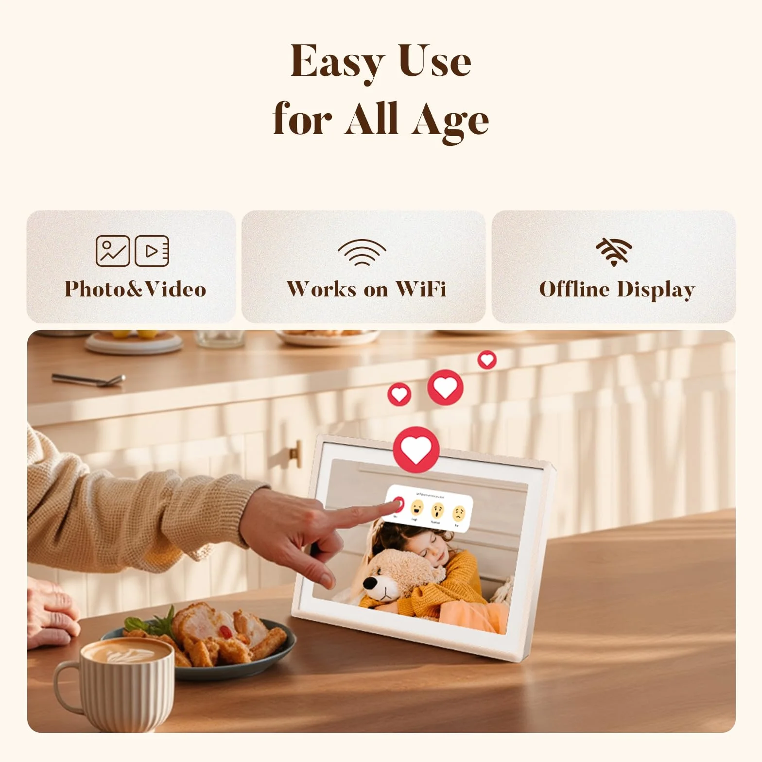 pexar by Lexar 2K cyfrowa ramka, 11-calowy ekran dotykowy IPS, cyfrowa ramka Wi-Fi 32 GB do domu, prezenty, udostępnianie zdjęć/wideo za pomocą aplikacji Frameo