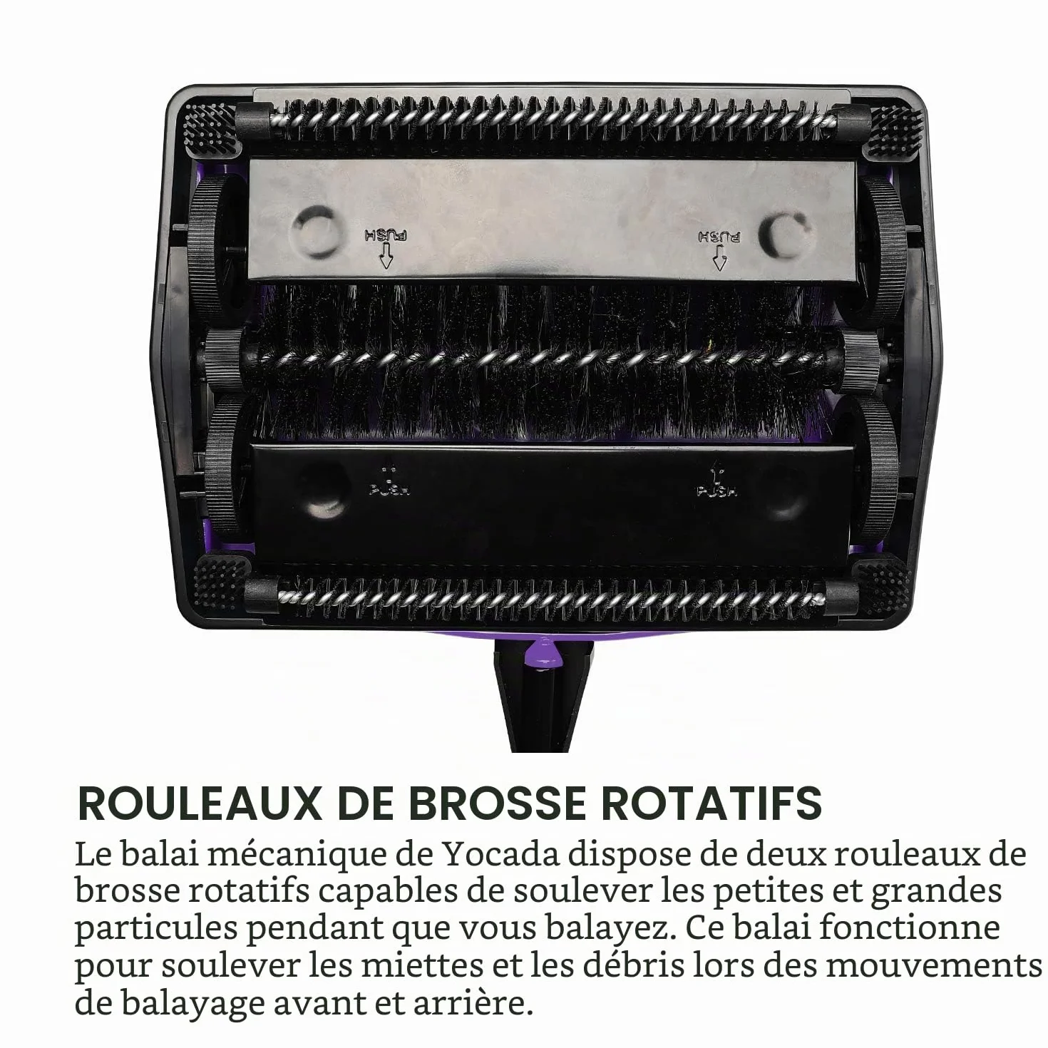 Yocada Nettoyeur de tapis pour la maison, le bureau, les tapis bas, les sous-poils, les poils d'animaux, la poussière, les restes de papier, les petits déchets avec une brosse - Violet