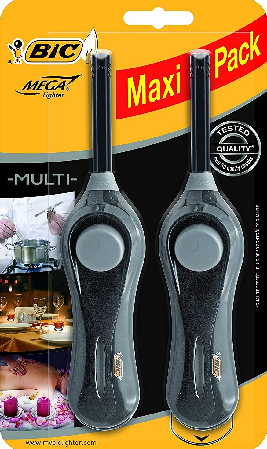 BIC Megalighter Briquets Multifonctions Noir Lot de 2
