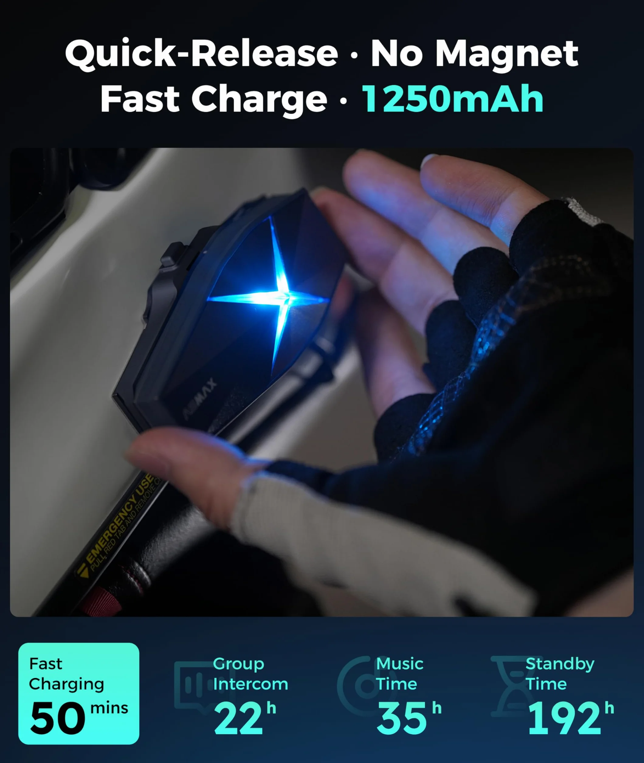 ASMAX F1s Motocyklowy zestaw słuchawkowy Bluetooth z inteligentnym sterowaniem głosowym, systemy komunikacji z kaskiem siatkowym, podwójny chip z wielozadaniowością dźwięku, udostępnianie muzyki, ENC
