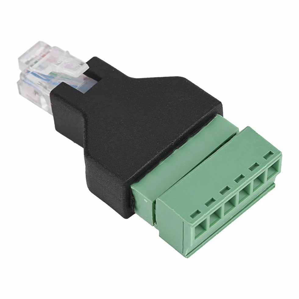 6-biegunowa wtyczka 6P6C z wtyczką RJ12 i ekranowanym adapterem do złącza CCTV