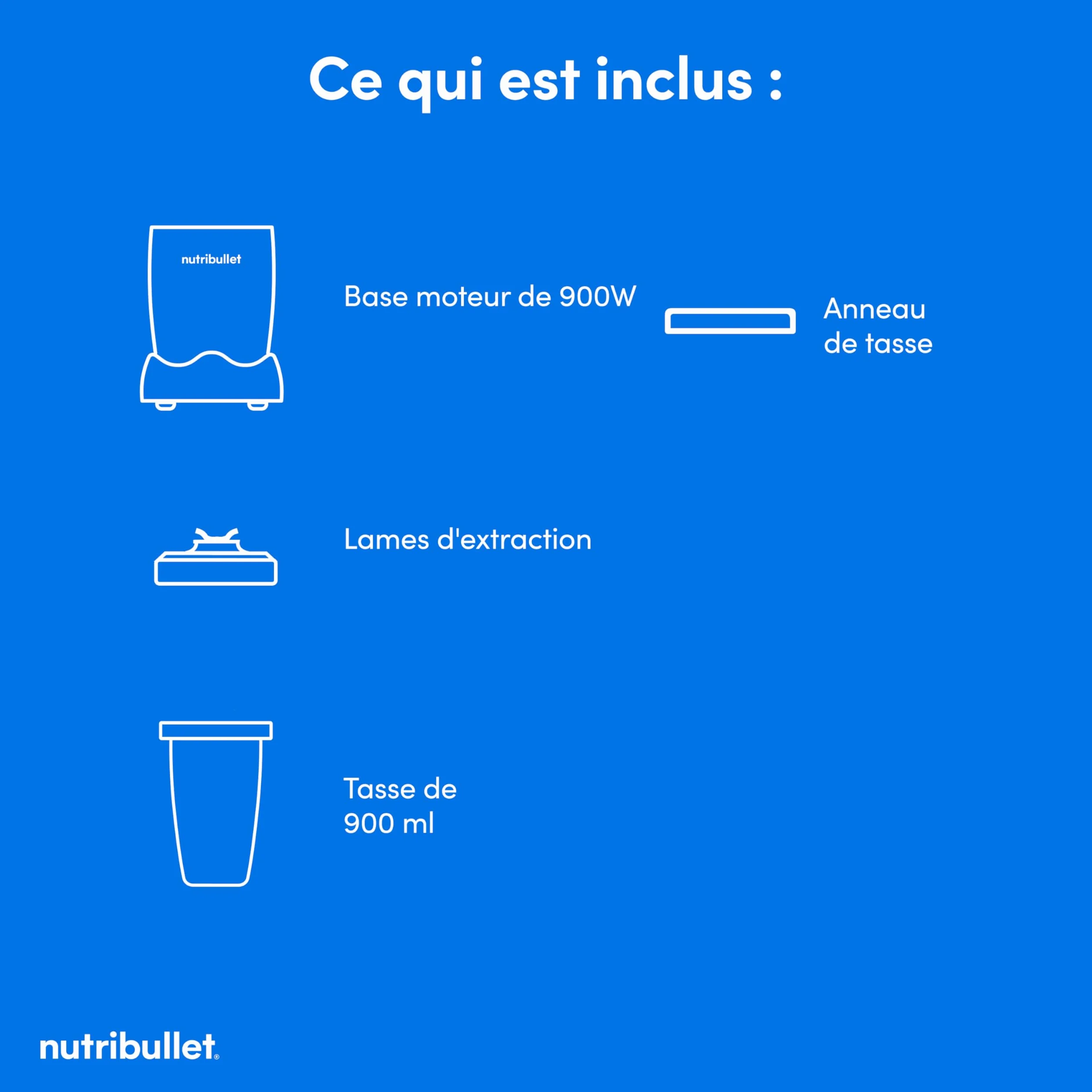 Nutribullet Pro 900 - Blender Personnel Multifonction, Smoothie, Fruits et Légumes, Compact, Facile à Utiliser et Nettoyer, Extraction Nutriments, 900W, Minéral Gris (NB904MASN)