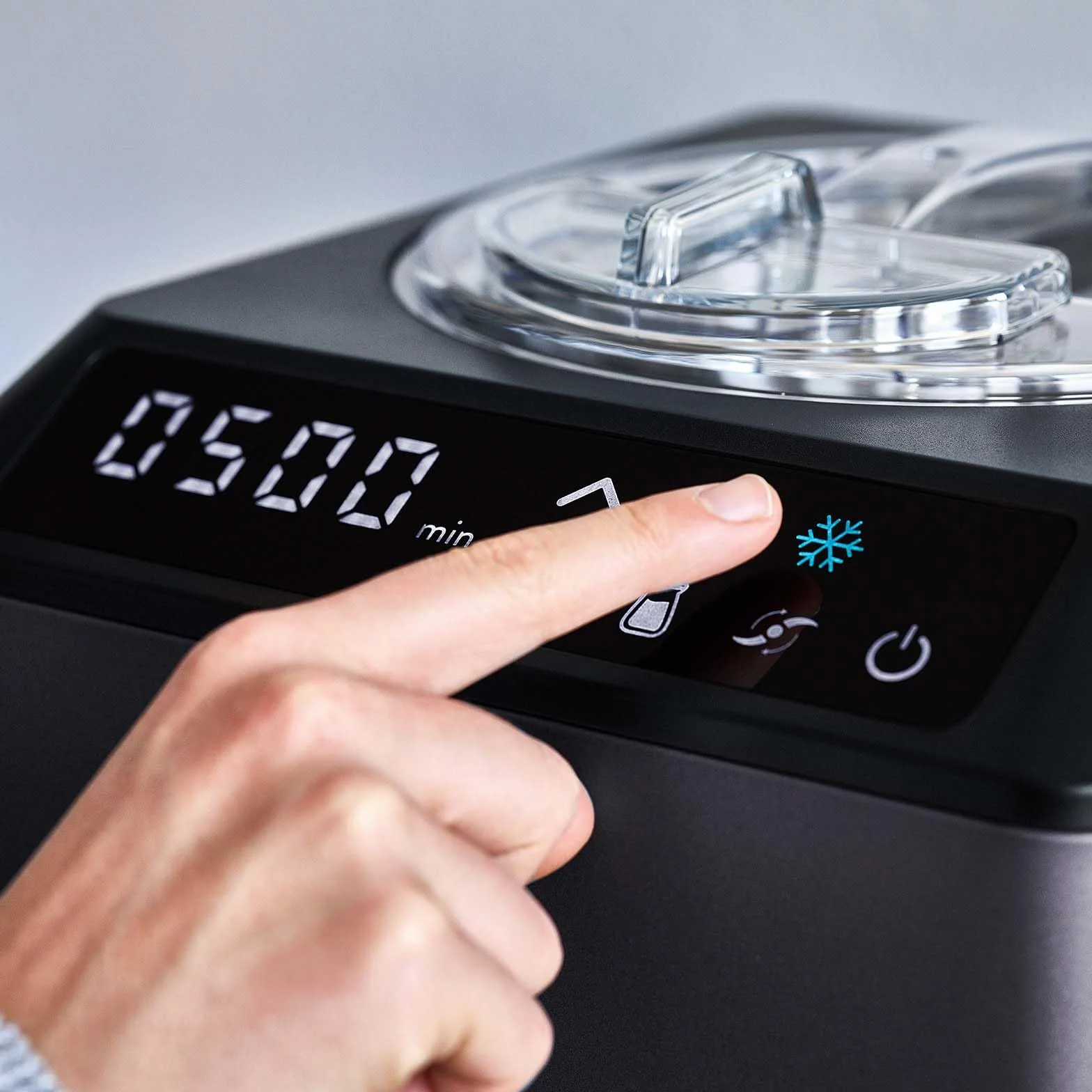 SPRINGLANE sorbetière & yaourtière Erika 2,5 L avec compresseur auto-refroidissant 250 W, sorbetière en acier inoxydable (Noir avec réservoir à glace, 2,5 L)