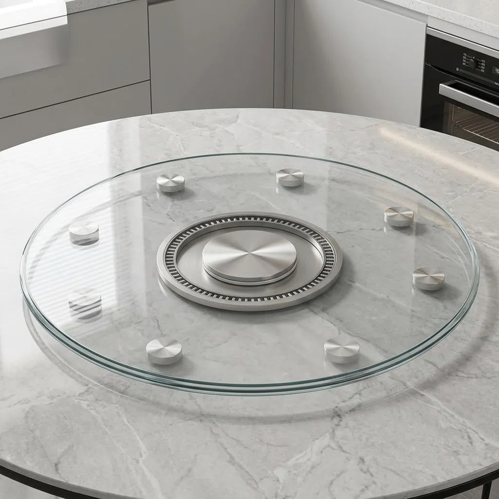 Plateau Tournant en Verre Trempé pour Table à Manger